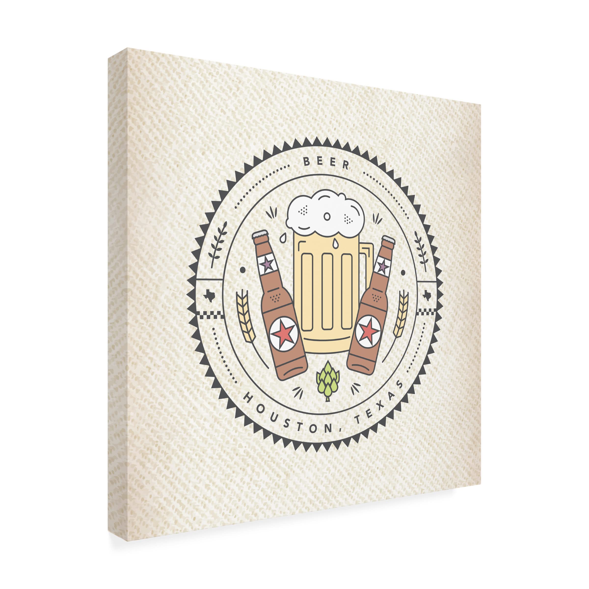 Melissa Maxwell 'Houston Texas Beer' Rustic Metal Wall Art - Weatherproof Outdoor Decor for Patio, Bar, Garage & Man Cave