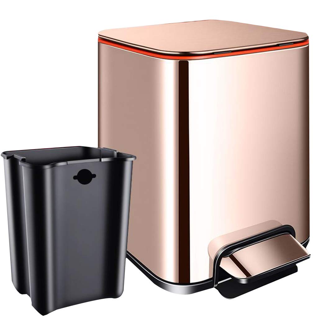 JINTIANSDS Stainless Steel Step Trash Can with Odor Control System - 9L Square Pedal Garbage Bin with Lid for Kitchen, Office & Home - Perfect for Waste Disposal in Bathroom, Bedroom, and Living Room