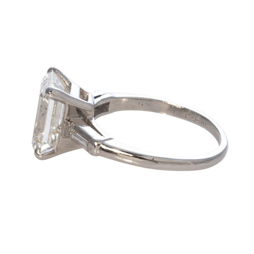 3ct Emerald Cut Diamond & .10ct Baguette Side Diamond Platinum Engagement Ring - Perfect for Wedding, Proposal, Anniversary and Special Occasions