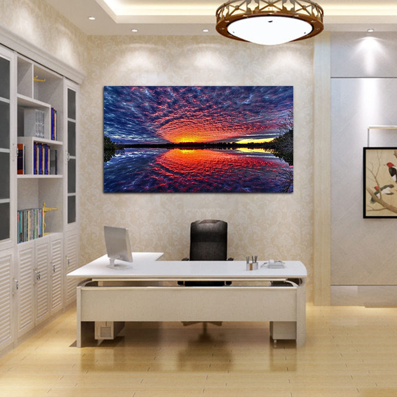 Glow Reflection Canvas Art - Framed Landscape Wall Painting for Home, Office, Bedroom Decor - Ready to Hang - Perfect for Living Room, Dining Area & Gift Giving