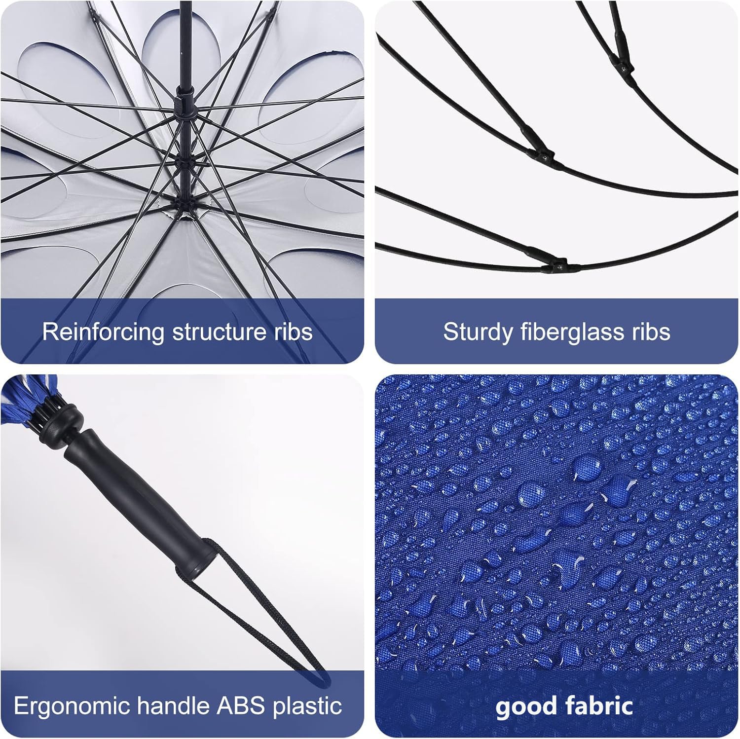 Storm Proof Golf Umbrella 62 Inch - UV & Wind Resistant for Outdoor Sports (Royal Blue)