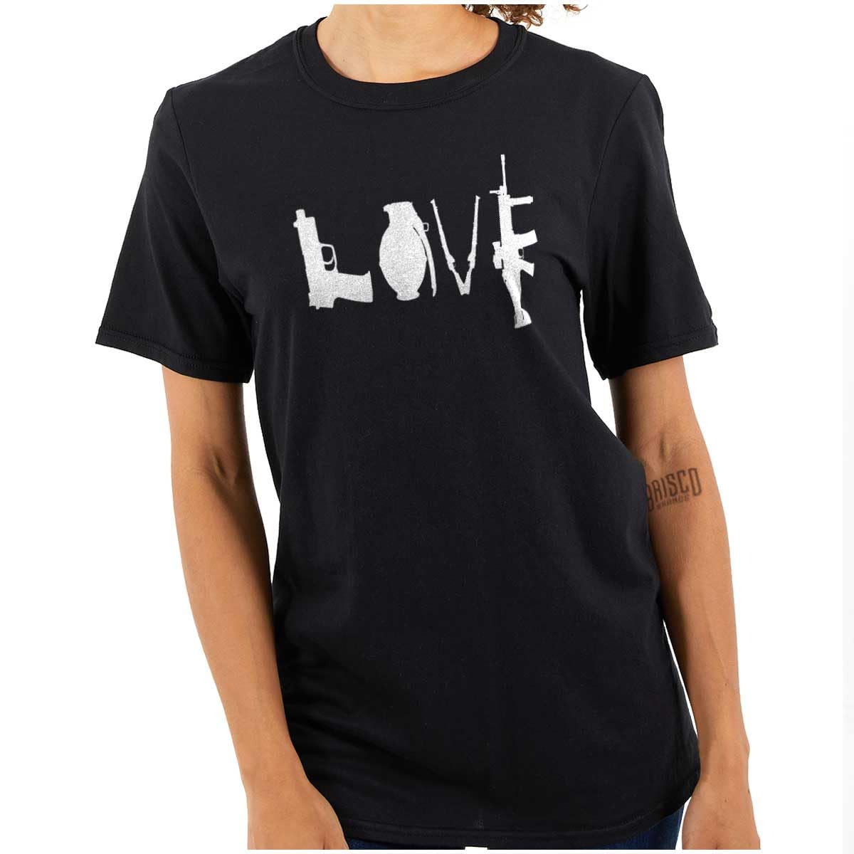 Love Pistol Rifle Arms Owner America Women's Graphic T-Shirt | Patriotic Gun Rights Tee for Women | Perfect for Shooting Range, Gun Enthusiast Events & Second Amendment Support