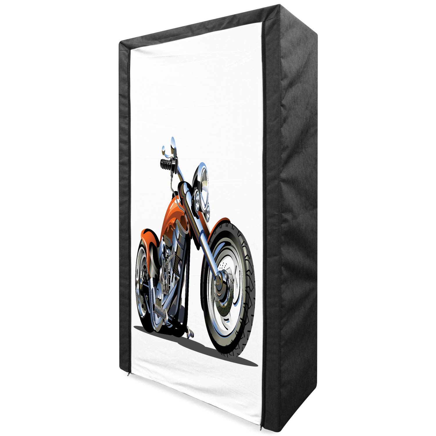 Ambesonne Motorcycle Fabric Wardrobe - Portable Clothing Organizer & Storage Closet with Shelves for Bikers (33.5