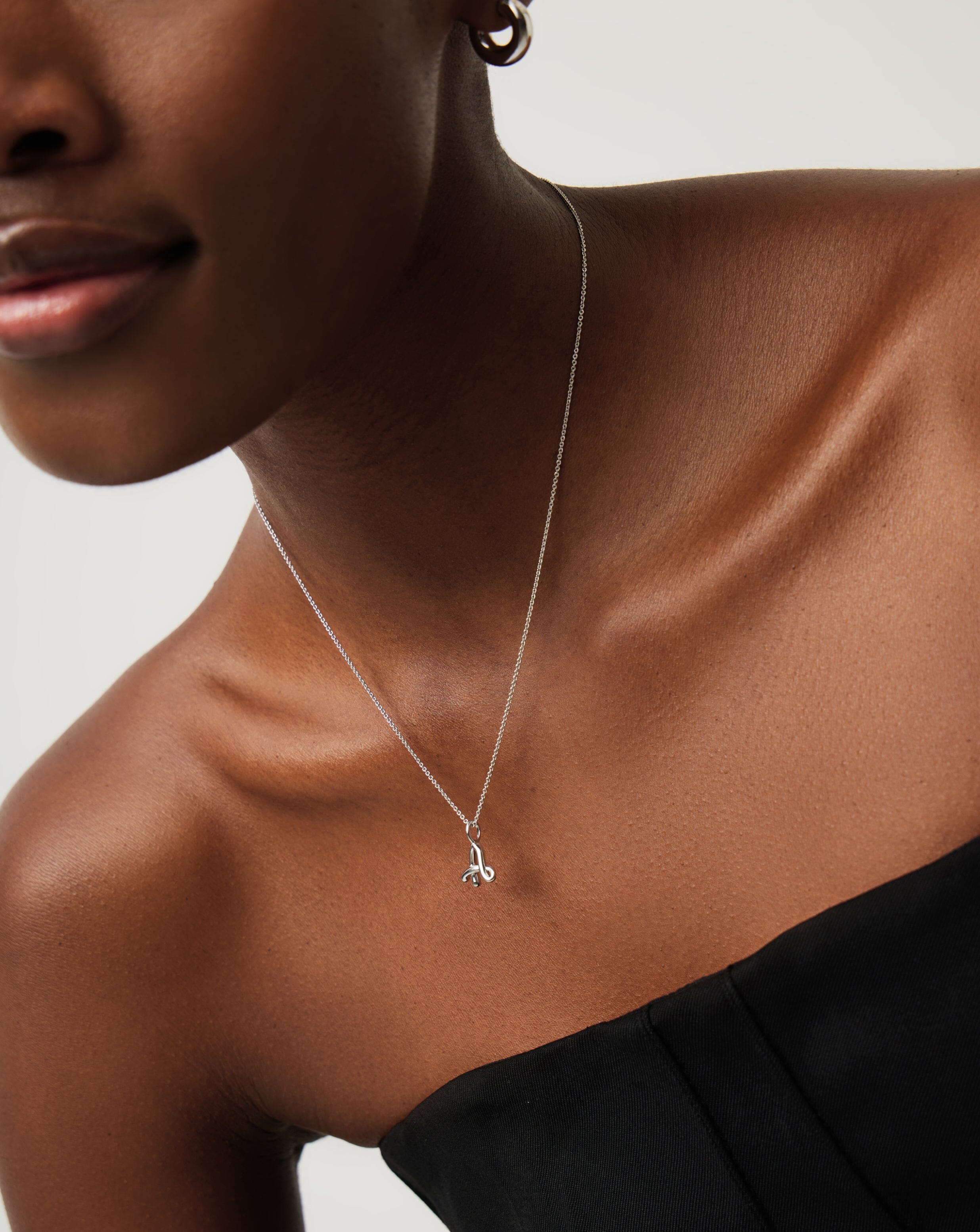 Curly Molten Mini Initial Necklace - Personalized Sterling Silver Jewelry for Women | Gift for Her, Birthday, Anniversary, Valentine's Day