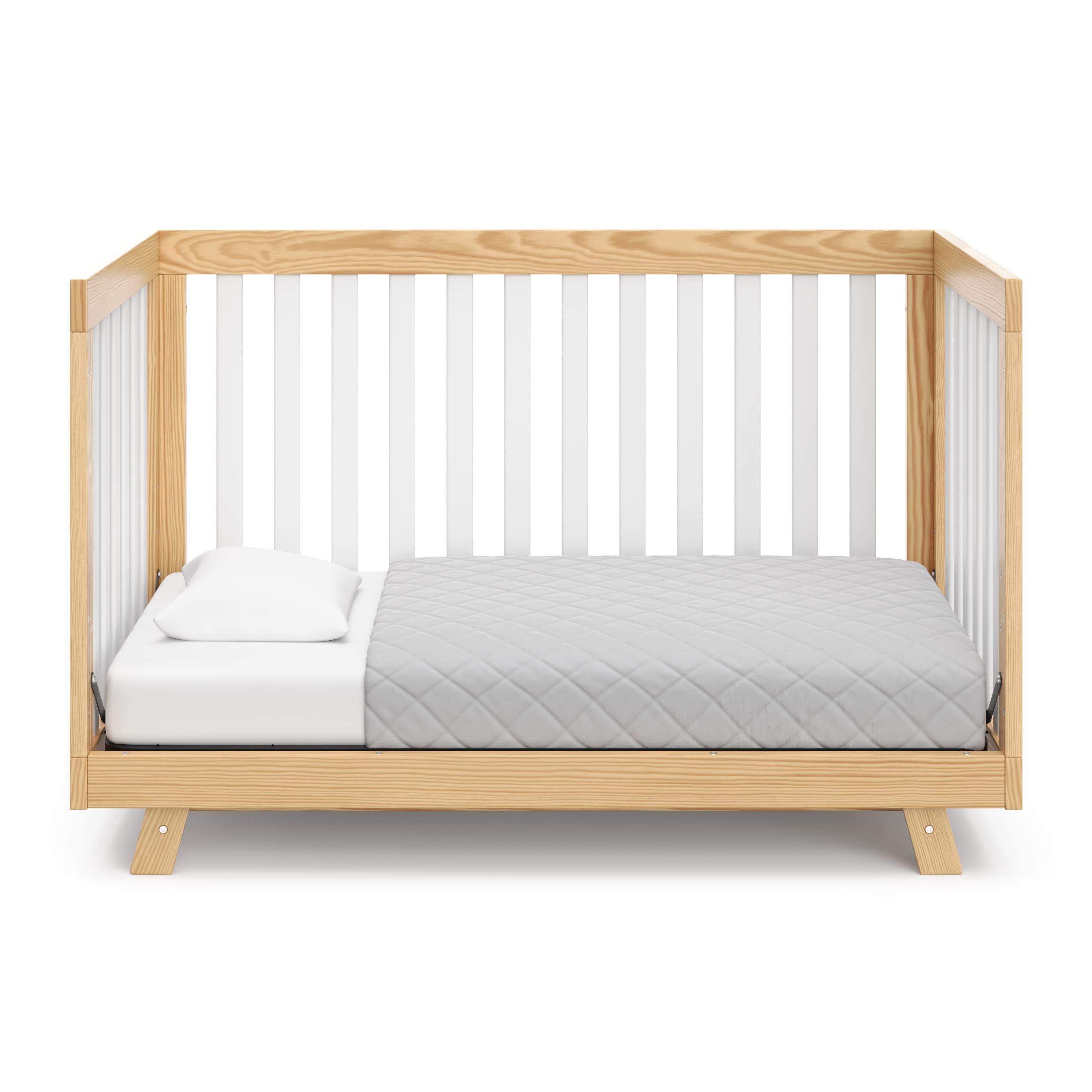 Storkcraft Beckett Convertible Crib - Natural & White Slats | Baby Crib to Toddler Bed & Daybed | Adjustable Mattress Base | Fits Standard Full-Size Crib Mattress | Perfect for Nursery, Bedroom & Guest Room