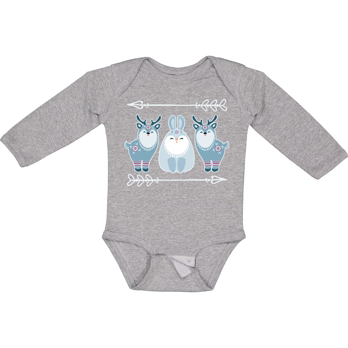 Inktastic Christmas Forest Deer Bunny Tribal Long Sleeve Baby Bodysuit - Holiday Outfit for Infants, Family Photos & Festive Celebrations