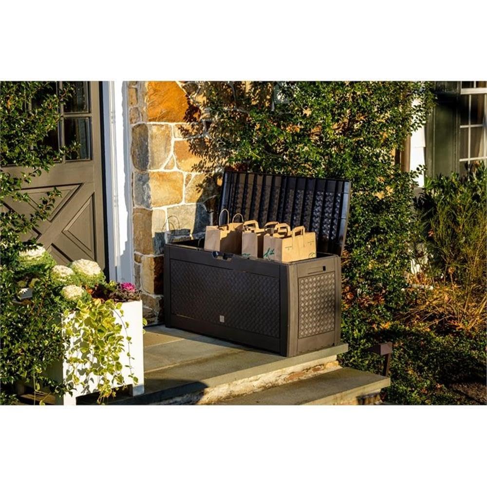 Urban Matuba Resin Home and Garden Storage Box - Umber Brown Organizer for Closet, Bathroom & Outdoor Decor | Rustic Home Storage Solution