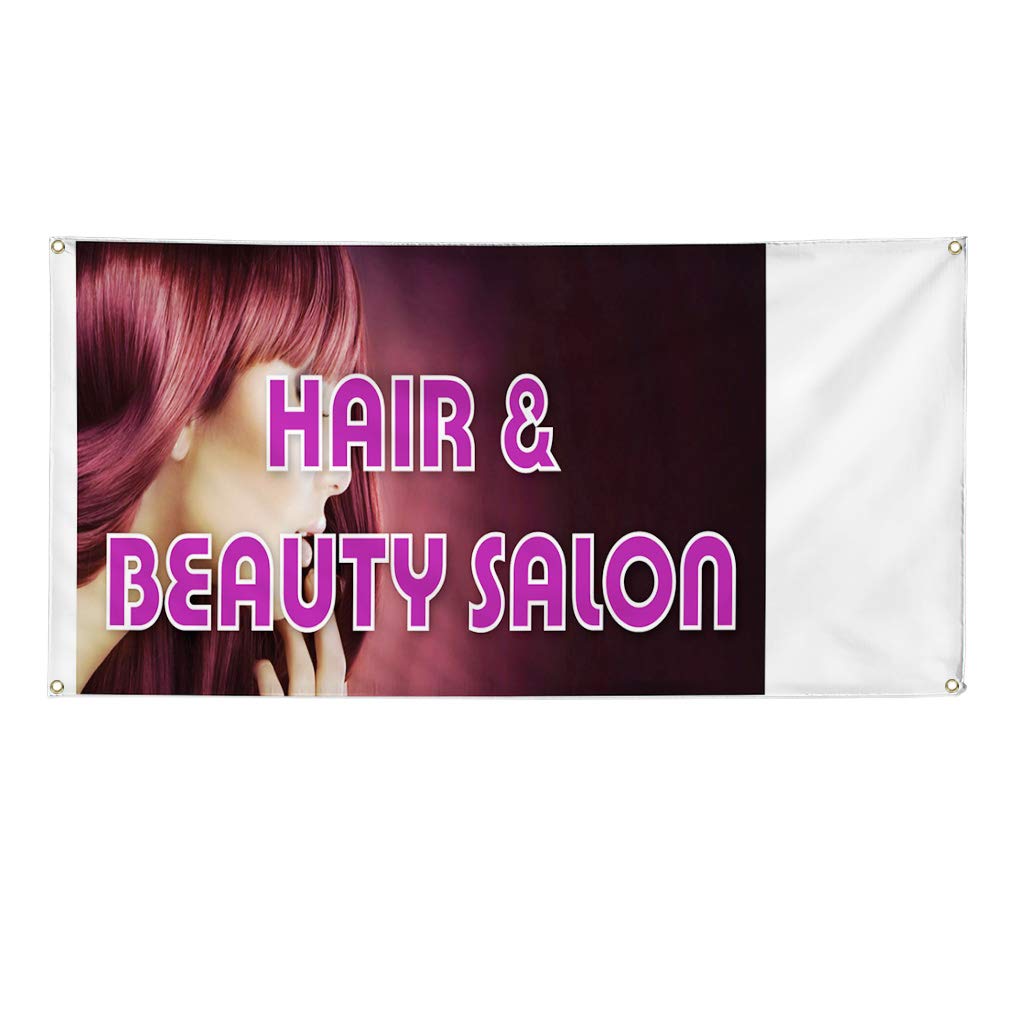 Vinyl Banner for Hair & Beauty Salon - Weatherproof Outdoor Business Sign with 10 Grommets (60x144 Inches, Purple) - Perfect for Storefronts, Trade Shows & Promotional Events