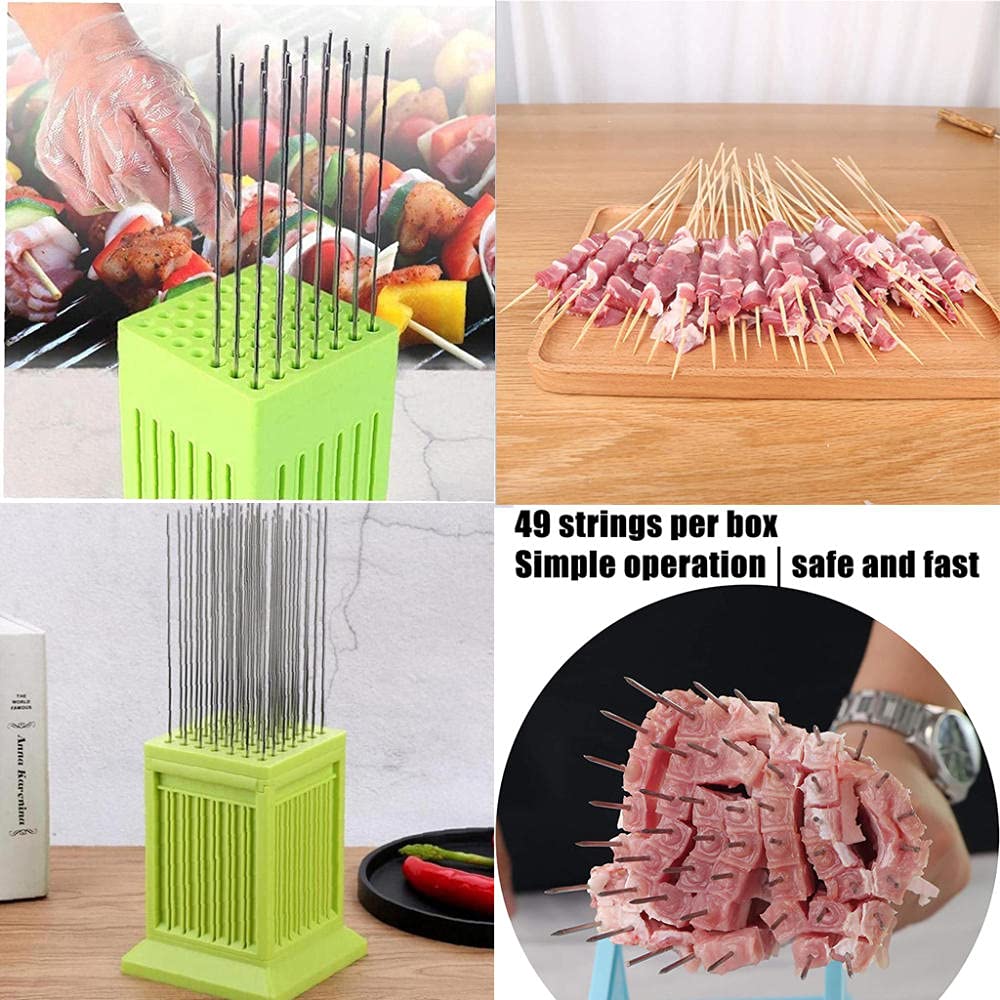 Premium 49-Hole Kebab Skewer Maker - Stainless Steel BBQ Skewer Assistant & Grilling Tool for Perfect Kebabs | Portable Kebab Machine for Backyard BBQs, Camping & Party Cooking Essentials