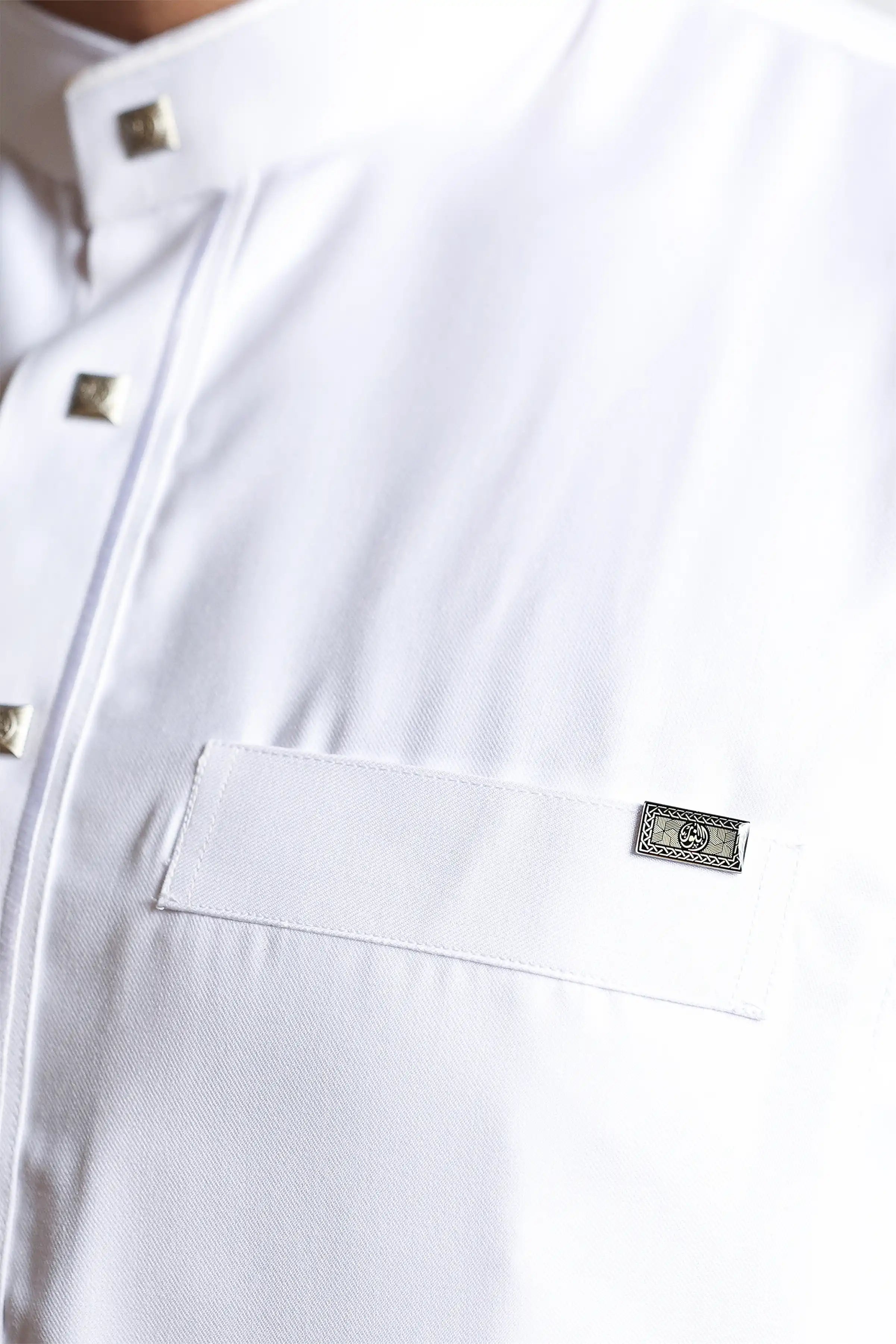 Premium White Collar Embroidered Thobe for Men - Elegant Islamic Robe for Eid, Wedding & Special Occasions - Comfortable & Stylish Traditional Attire
