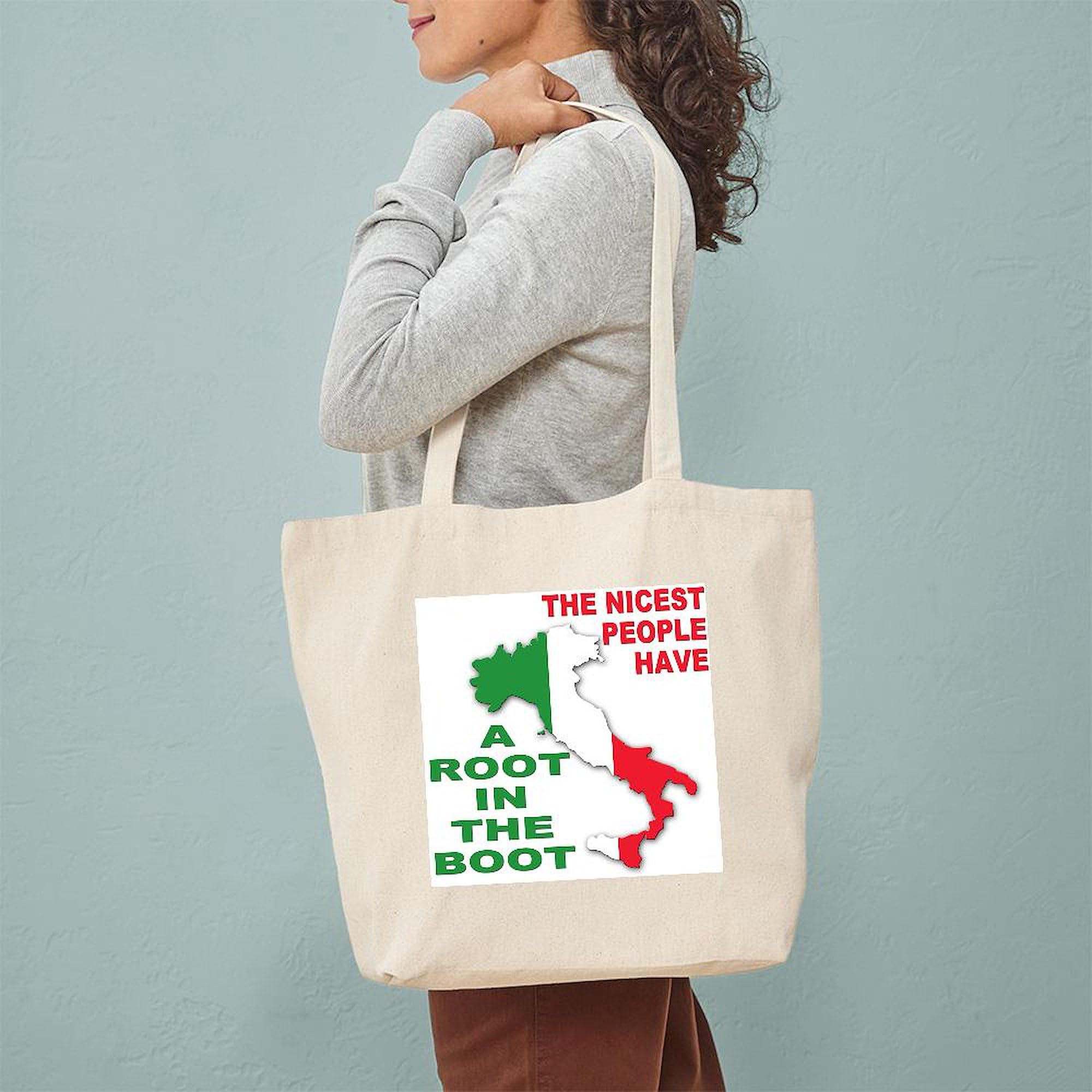 Italian Pride Tote Bag - Natural Canvas Reusable Shopping Bag with Italian Flag Design | Perfect for Groceries, Beach Trips & Farmers Markets