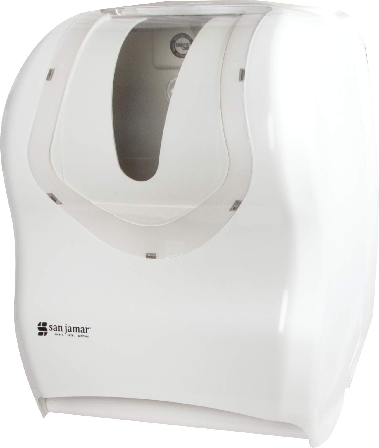 San Jamar Summit Smart System with IQ Sensor Paper Towel Dispenser - Touchless Operation for Standard & 4-Inch Core Rolls - Ideal for Bathrooms, Kitchens, Restaurants & Office Spaces - White Plastic Hygienic Solution