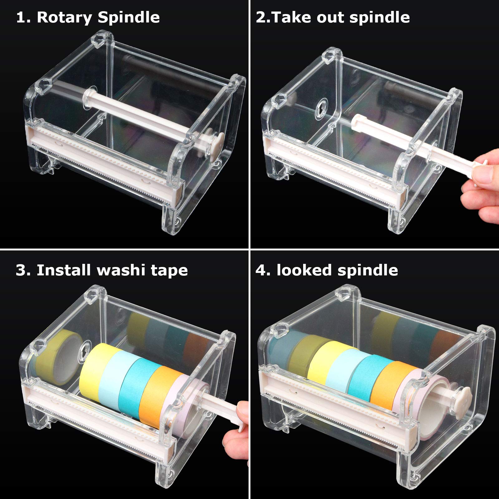 6-Piece Washi Tape Dispenser Set with Built-in Cutter - Desktop Tape Holder Organizer for Scrapbooking, Journaling, Office & Craft Supplies - Perfect for DIY Projects, Gift Wrapping & Home Organization
