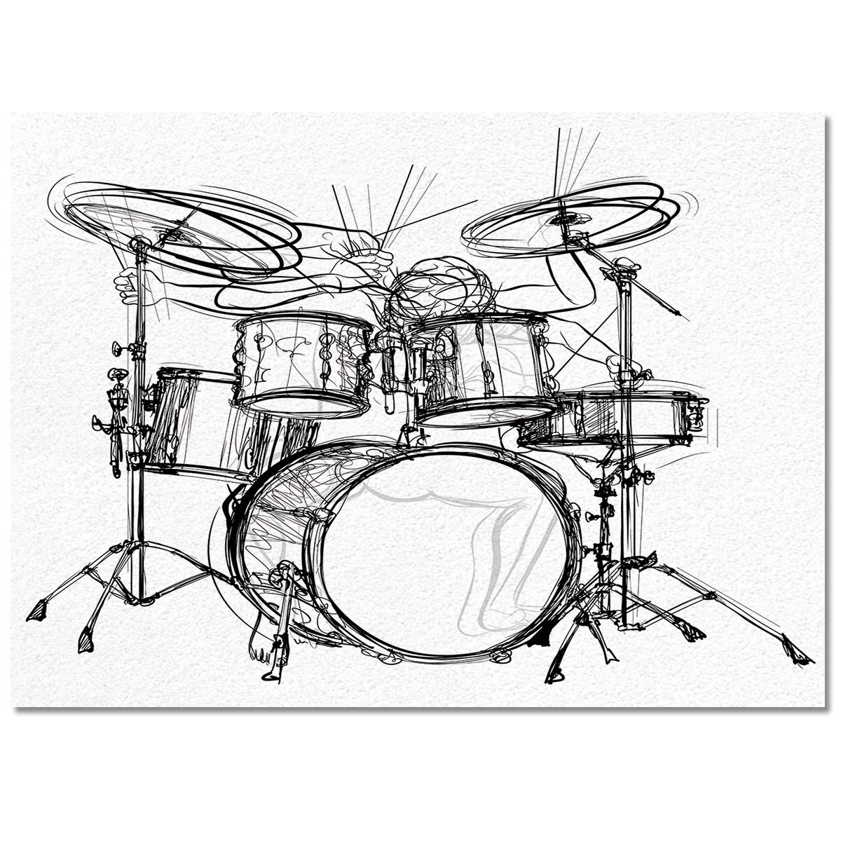 Big Buy Store 5'x8' Indoor Area Rug - Non-Slip Rectangular Carpet with Drummer Musical Rock Music Design, Soft Floor Mat for Living Room, Bedroom, Kids Room & Kitchen Decor | Perfect for Music Lovers' Homes & Entertainment Spaces