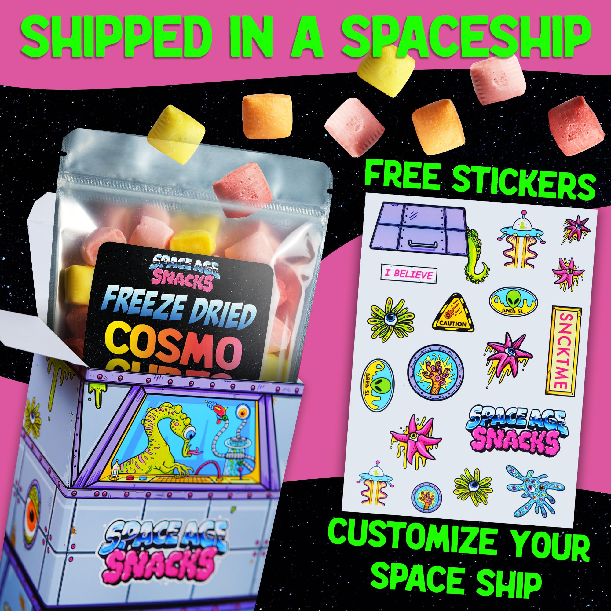 Premium Freeze Dried Cosmo Cubes Candy - 5oz Gourmet Snack for Gifting & Parties