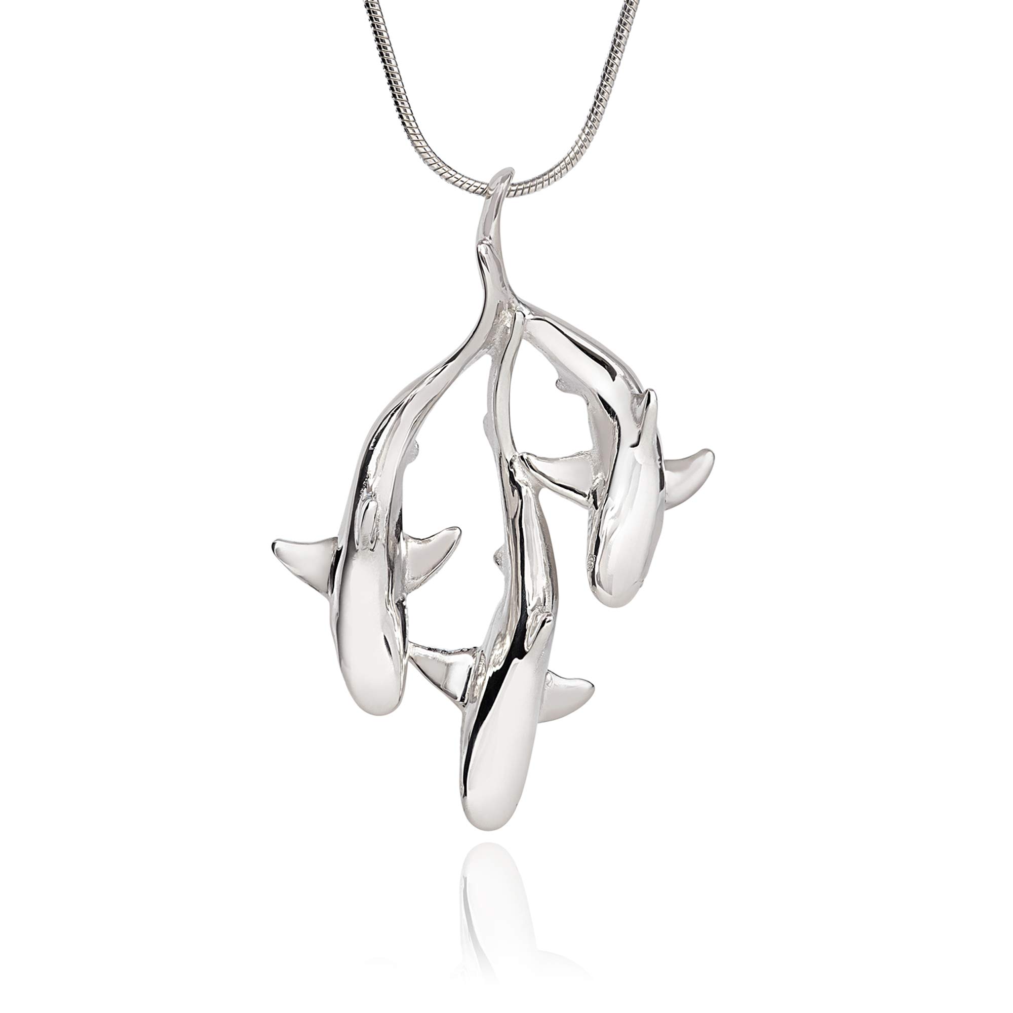Stylish Sterling Silver Grey Reef Shark Necklace for Women - Elegant Shark Charm Pendant, Perfect Scuba Diving Jewelry Gift for Ocean Lovers & Marine Enthusiasts