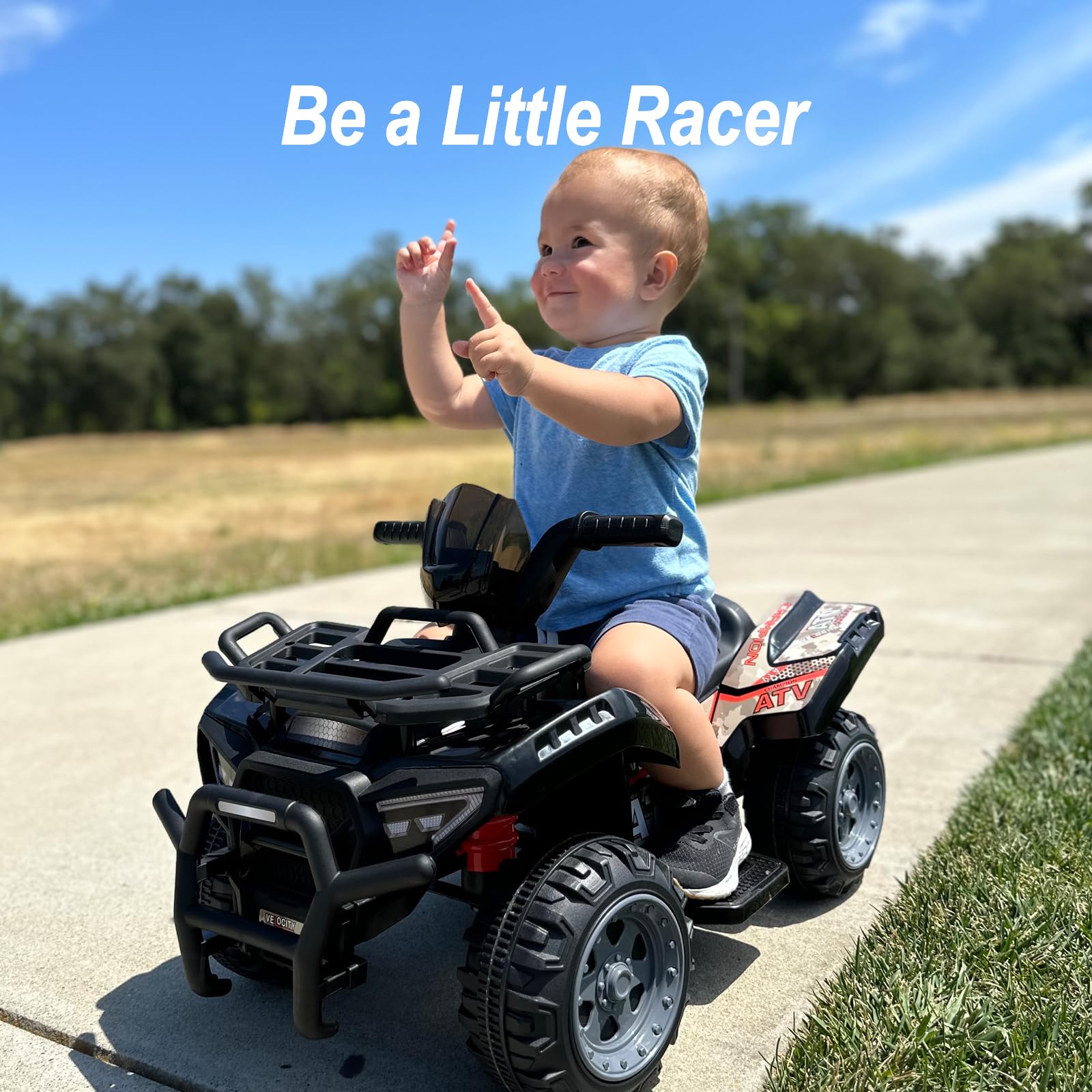 **6V Kids ATV 4 Wheeler Ride-On Toy for Toddlers 1-3 Years - Electric Quad with Music, Forward & Reverse - Black - Perfect for Indoor & Outdoor Play**