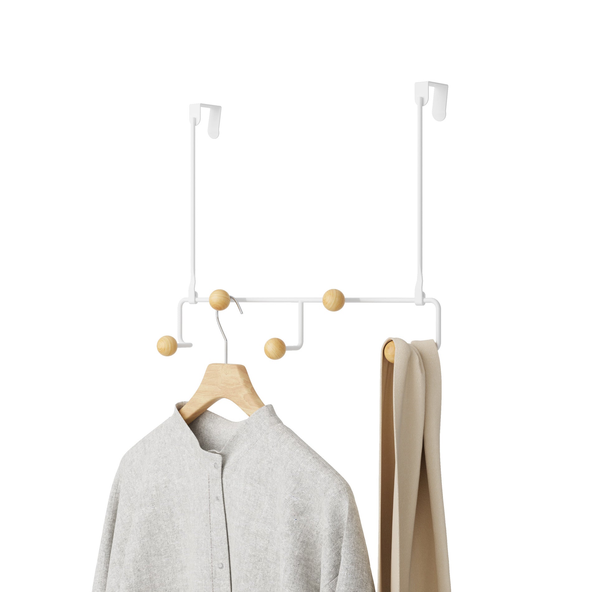 Estique 5-Pack Over The Door Hooks - Heavy Duty Hanging Organizer for Towels, Robes, Clothes & Accessories - Space Saving Solution for Bathroom, Bedroom, Closet & Dorm Room