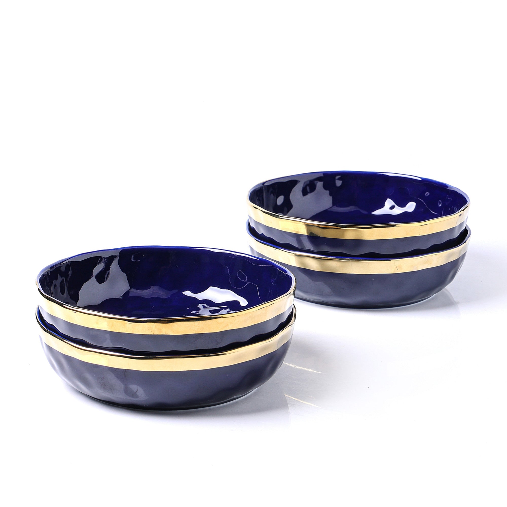 Florian Porcelain Pasta Bowl - Elegant Blue Ceramic Dinnerware for Italian Cuisine | Perfect for Pasta, Salad & Soup Serving at Home or Restaurant