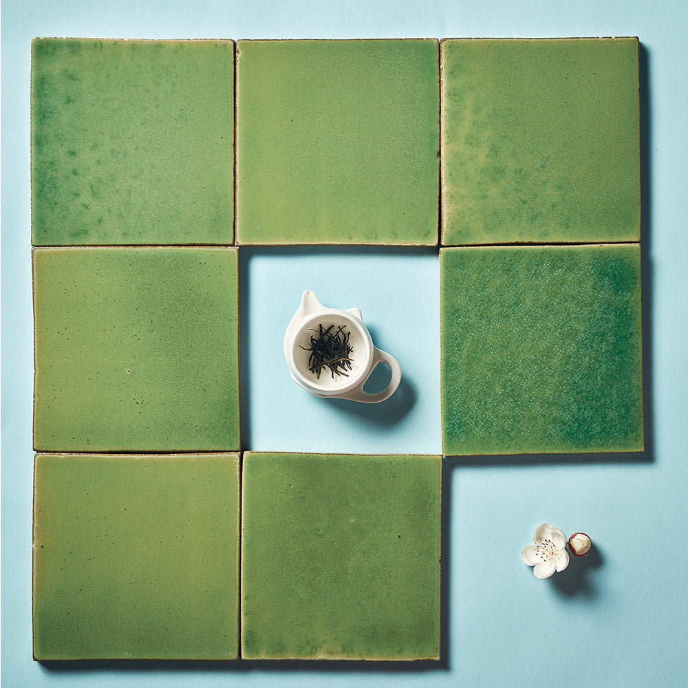 Havana Emerald Green 150x150mm Handmade Zellige Glossy Ceramic Tile - Perfect for Kitchen Backsplash, Bathroom Walls & Mediterranean Style Decor