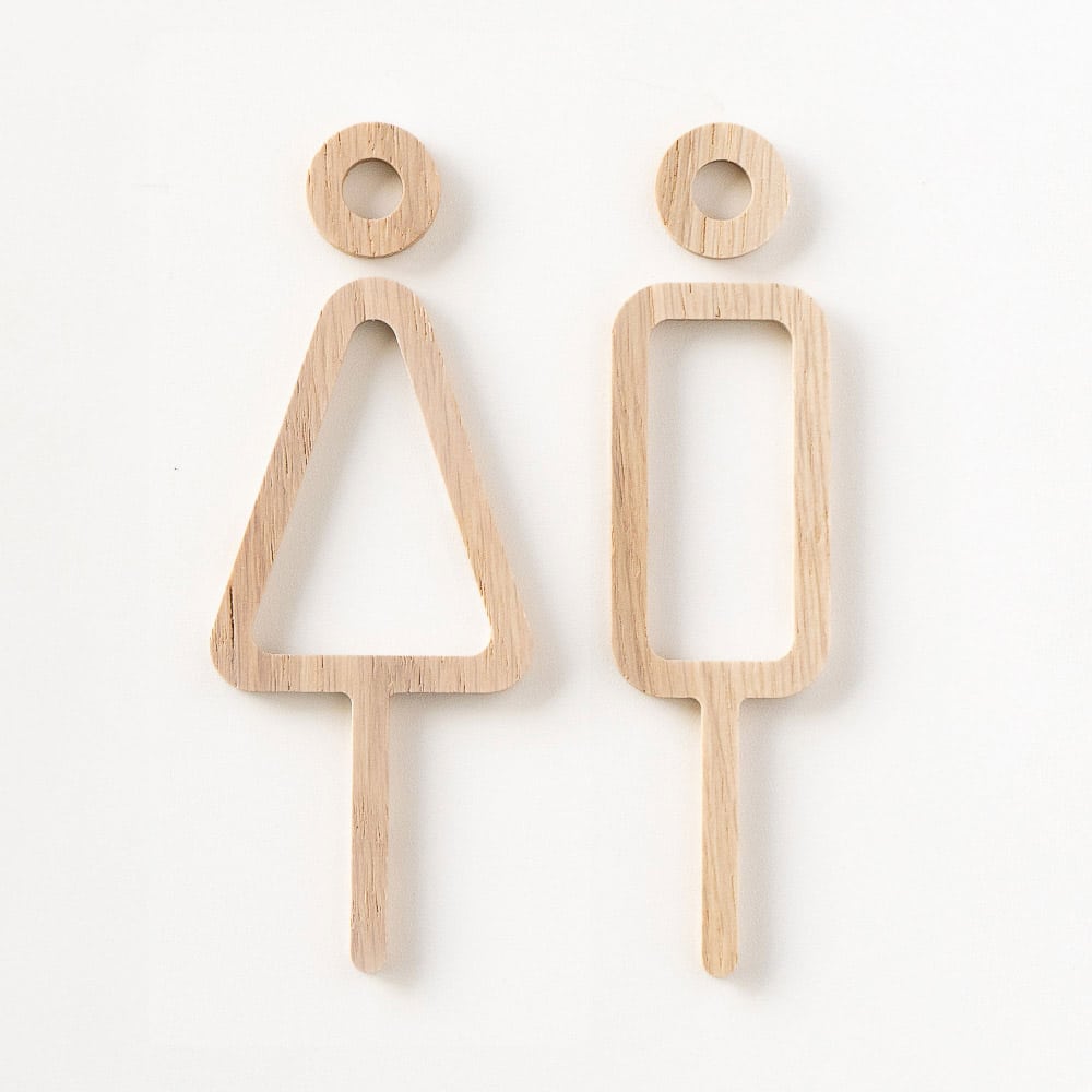 MOHEIM Modern Restroom Sign Set of 2 - White Oak Wood Bathroom Door Sign for Home & Office - Perfect for Powder Rooms, Guest Bathrooms, and Commercial Spaces