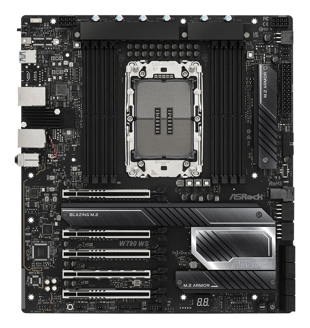 ASRock W790 WS R2.0 Intel W790 LGA 4677 (Socket E) Extended ATX Motherboard for Workstations & Servers - High-Performance Computing, 3D Rendering & Data Processing