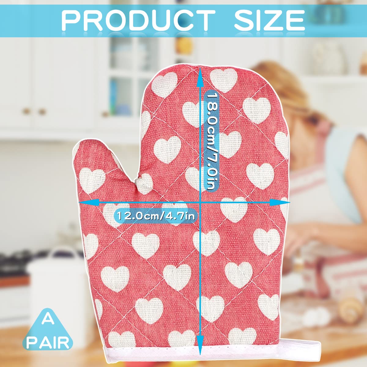 DOERDO 2 Pack Heat Resistant Kids Oven Mitts for Children Ages 4-12 (7
