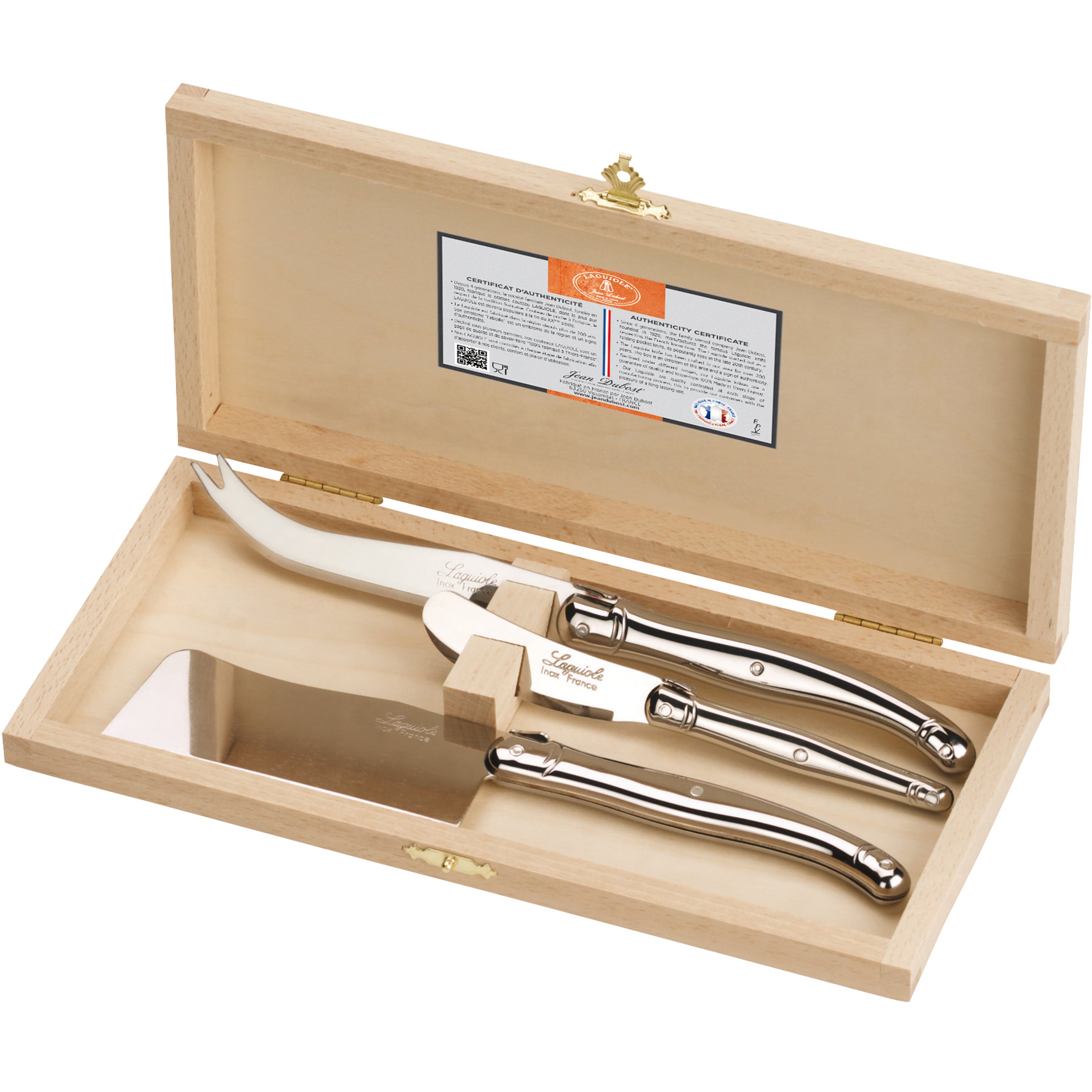 Premium Laguiole Stainless Steel Cheese Knives Set - 3 Piece Elegant Cheese Serving Cutlery for Parties, Charcuterie Boards & Gourmet Dining