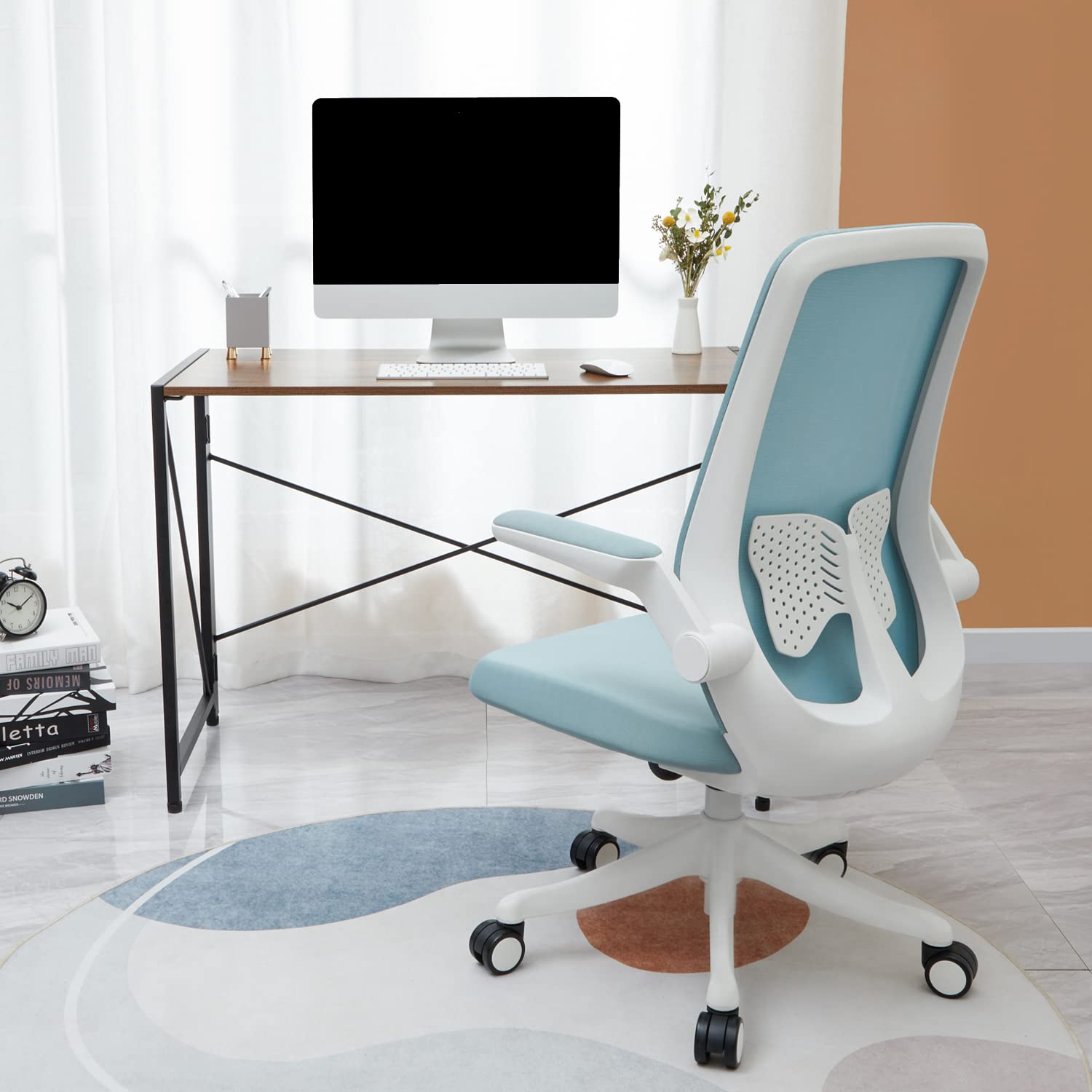 Modern Small Computer Folding Desk for Home Office - 39 Inch Rustic Brown Compact Writing Table | Space-Saving Study Desk for Small Apartments, Dorm Rooms & Workspaces