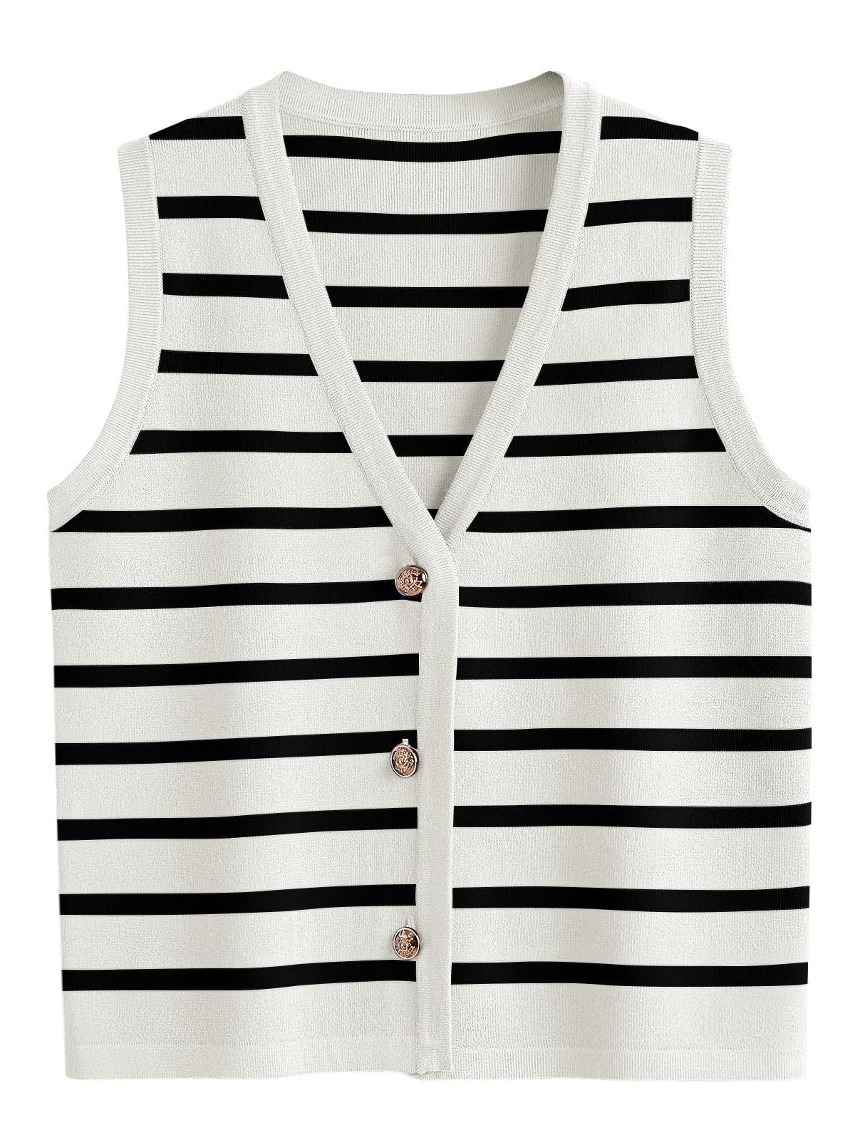 LILLUSORY Women's Striped Button-Up Sweater Vest - Summer & Spring Tops for Casual Wear, Vacation Outfits, and Office Blouses | 2025 Fashion Trend