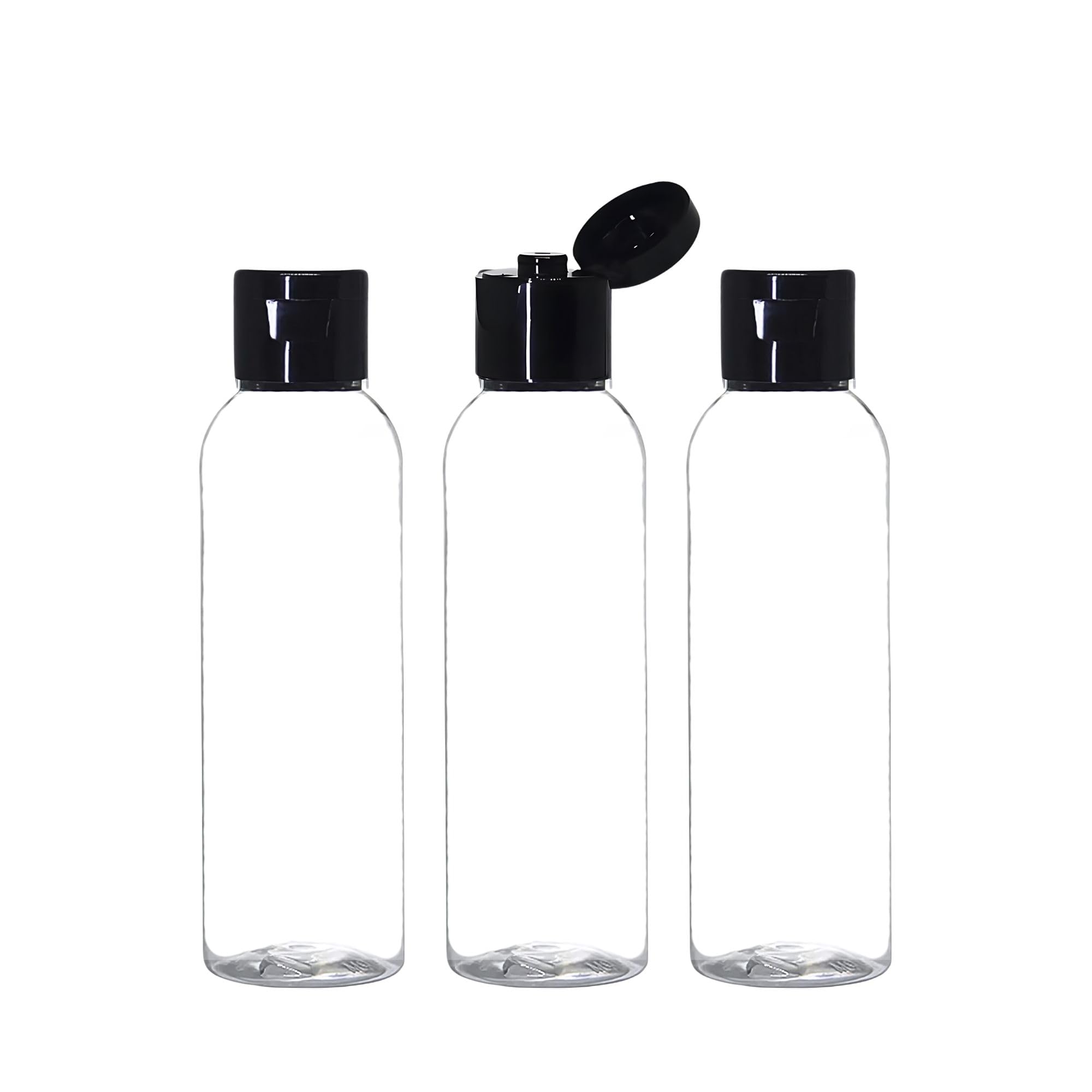 100ml Empty Clear Plastic Refillable Travel Bottles - 3 Pack Small Squeeze Containers with Black Flip Cap for Toiletries, Shampoo, Lotion, Cream - Perfect for Travel, Gym, Camping & Home Organization