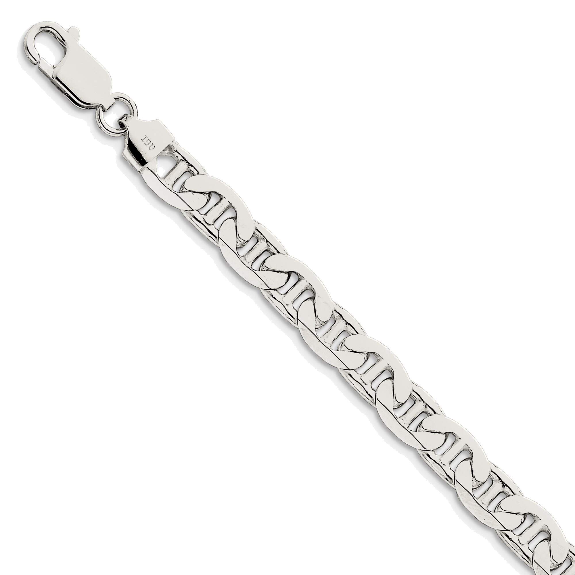 Bonyak 7mm Solid Sterling Silver Anchor Chain Necklace for Men & Women - Perfect for Layering, Everyday Wear, and Gifts
