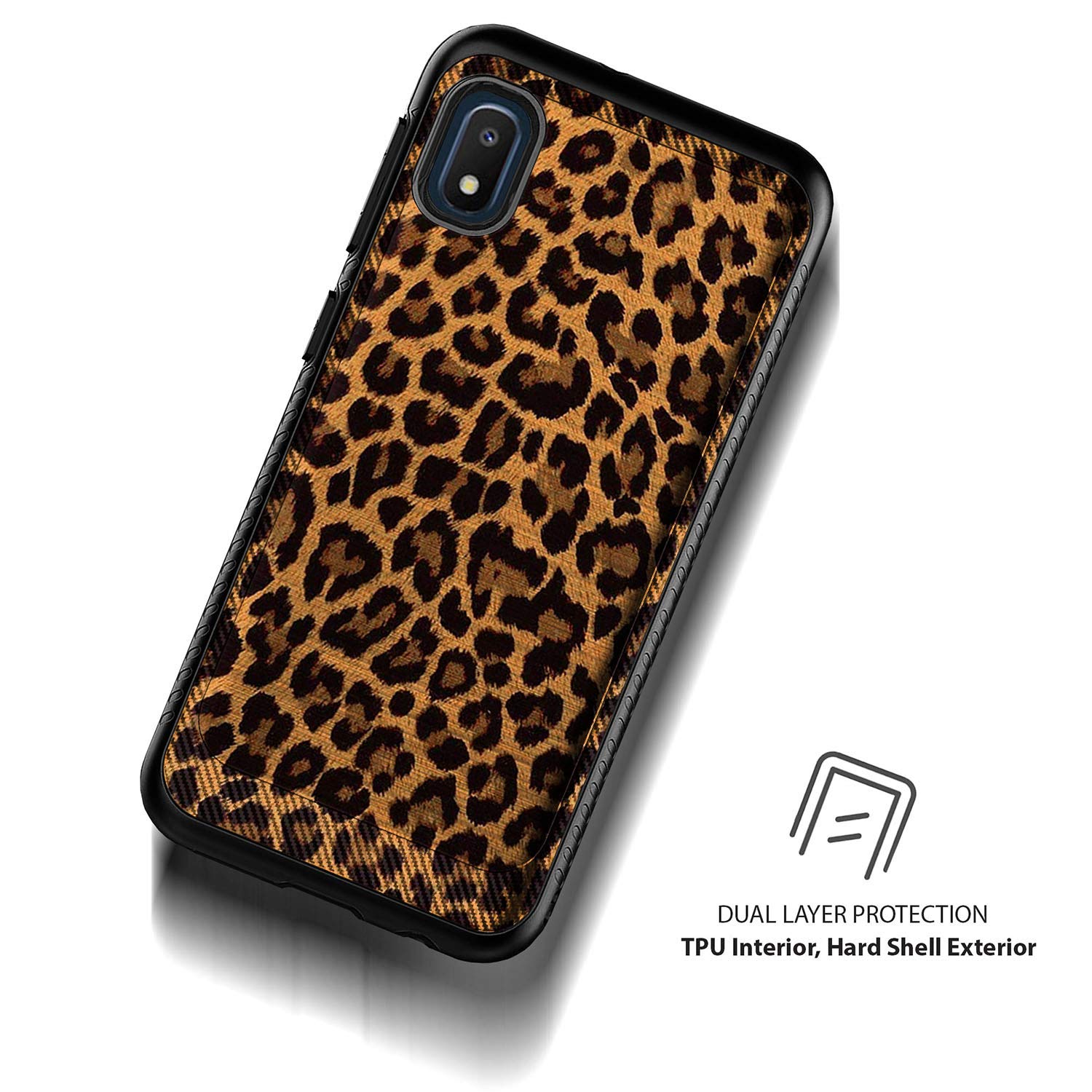 Samsung Galaxy A10e Case - Shockproof Hybrid Grip Phone Cover with Embossed Leopard Print | Slim Fit Protective Case for Everyday Use & Outdoor Activities