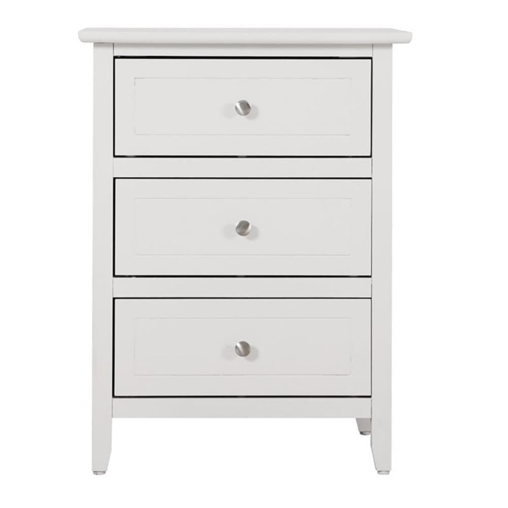Glory Furniture Daniel 3-Drawer White Nightstand - Perfect Bedside Table for Bedroom, Guest Room & Nursery