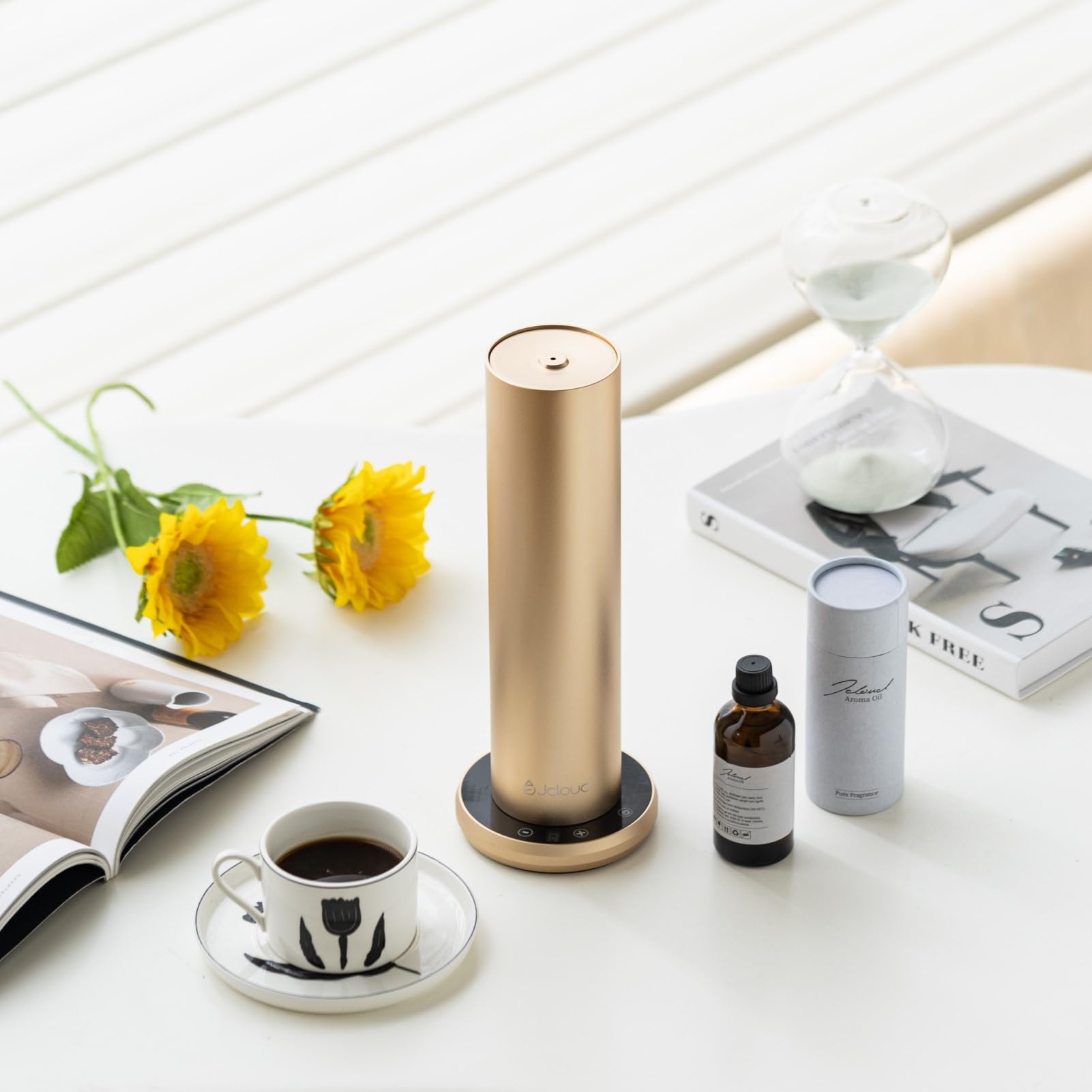 JCLOUD Smart Scent Air Machine - Bluetooth Essential Oil Diffuser for Home & Office, Waterless Cold Air Aromatherapy Device for Large Spaces, Gold | Perfect for Relaxation, Yoga, Spa & Bedroom Aromatherapy