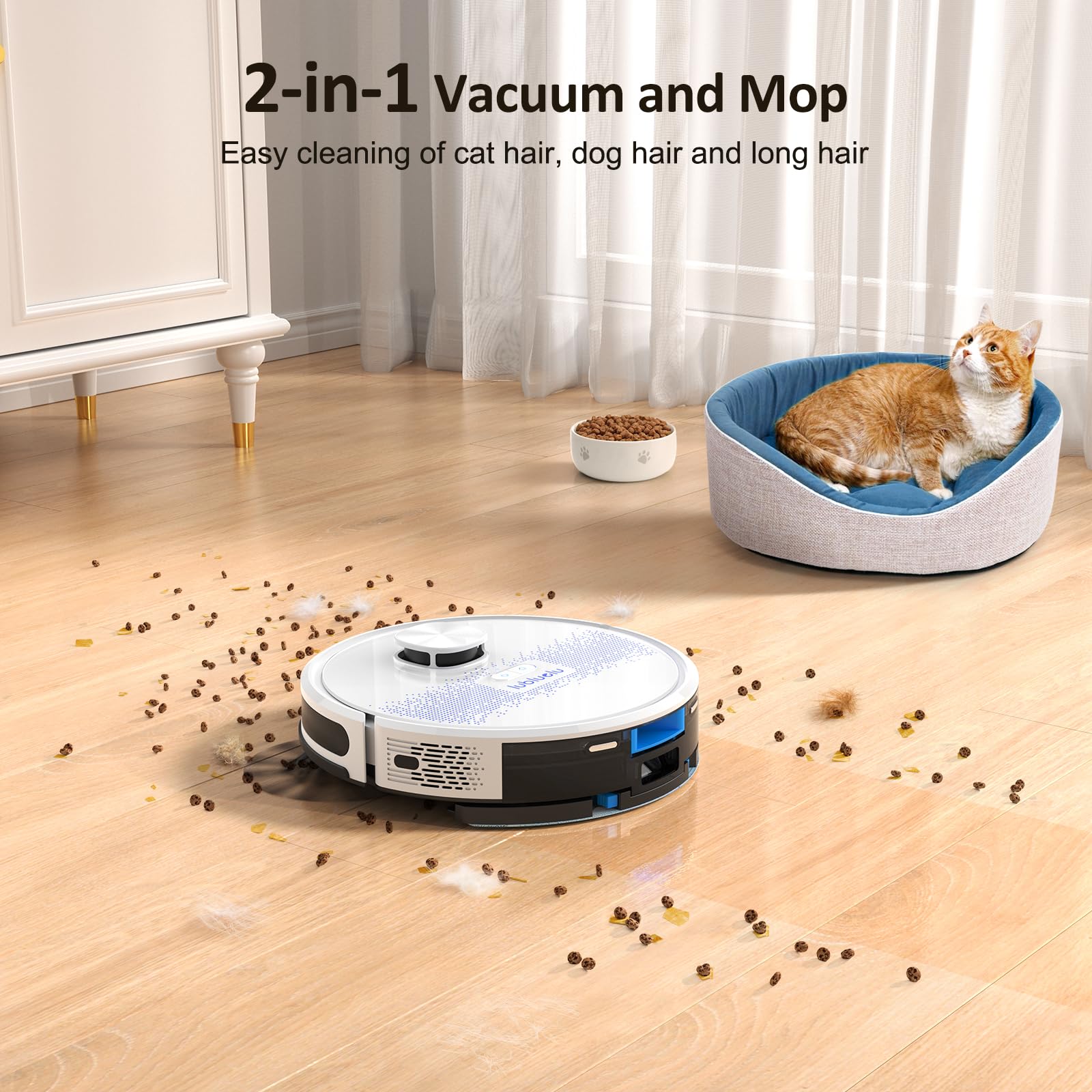 Lubluelu 2-in-1 Robot Vacuum and Mop Combo with 4000Pa Suction, LiDAR Navigation, Smart Mapping, No-Go Zones - WiFi/App/Alexa Compatible for Pet Hair, Carpets & Hard Floors - Perfect for Home Cleaning (Snow White)