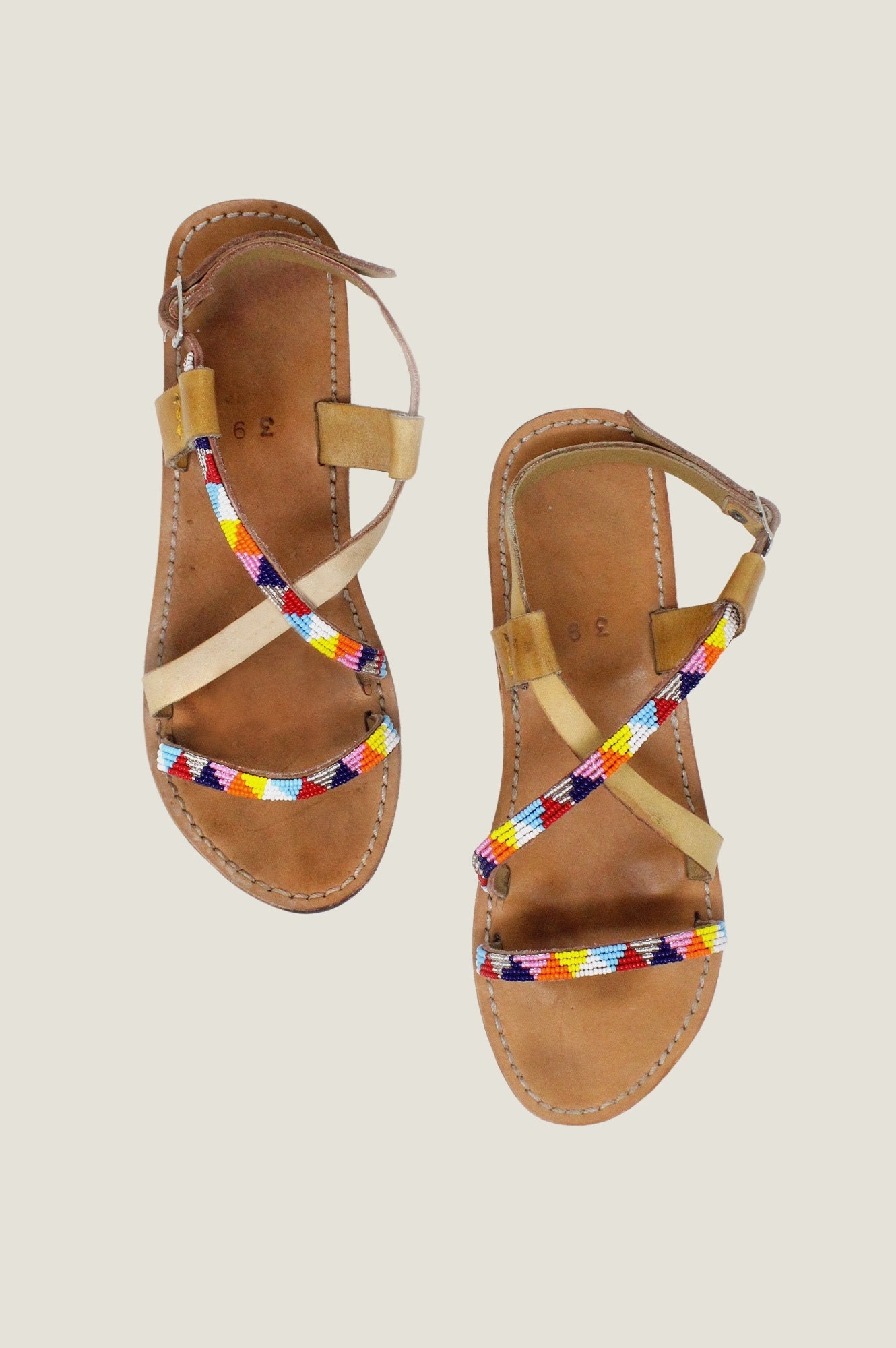 Lara Leather Sandals for Women - Comfortable Strappy Flat Sandals with Adjustable Buckles | Perfect for Beach, Vacation, and Summer Outfits