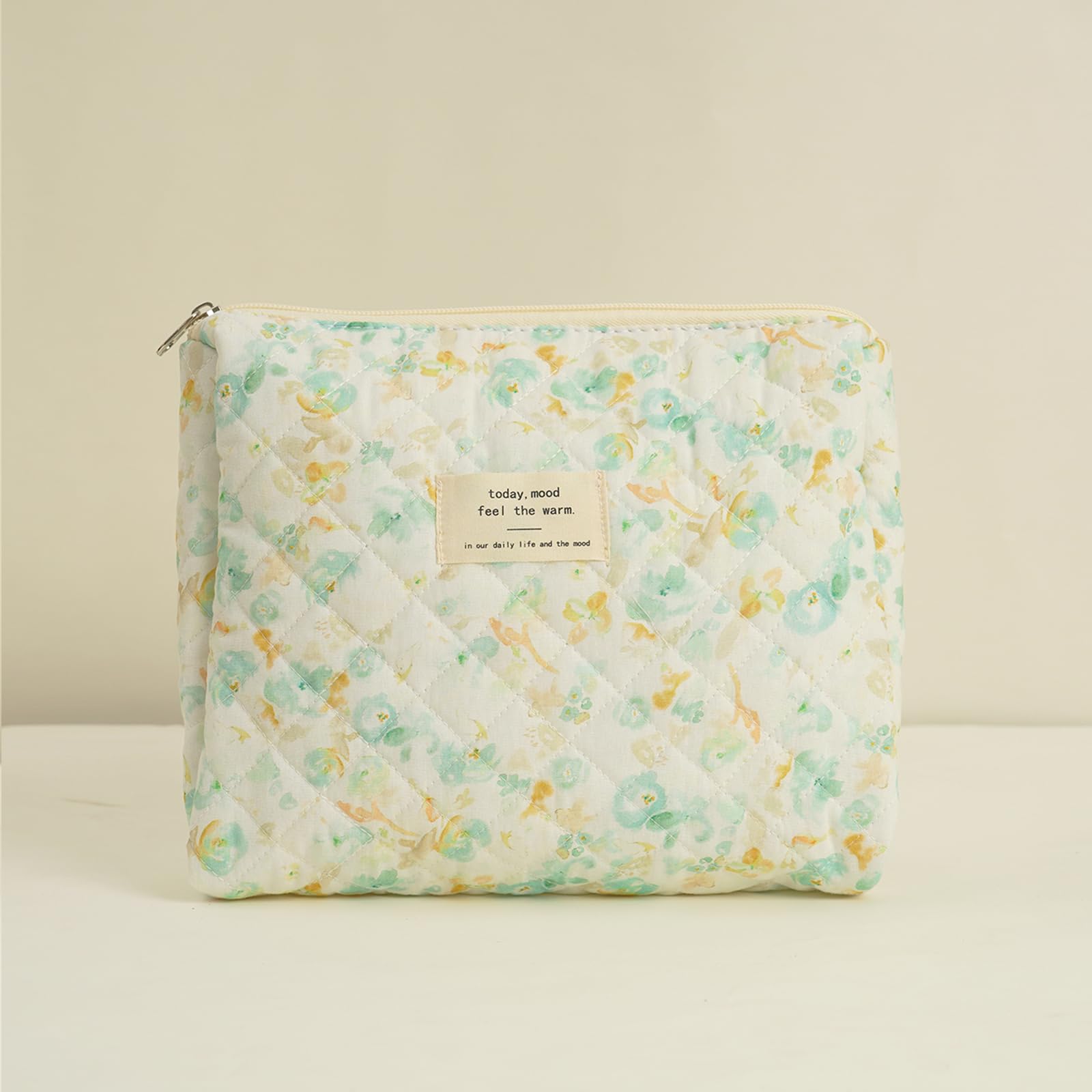 4Pcs Quilted Makeup Bag Set - Cute Floral Cosmetic Organizer, Cotton Travel Toiletry Bag for Women & Girls | Perfect for Travel, Gym, and Daily Beauty Essentials Storage
