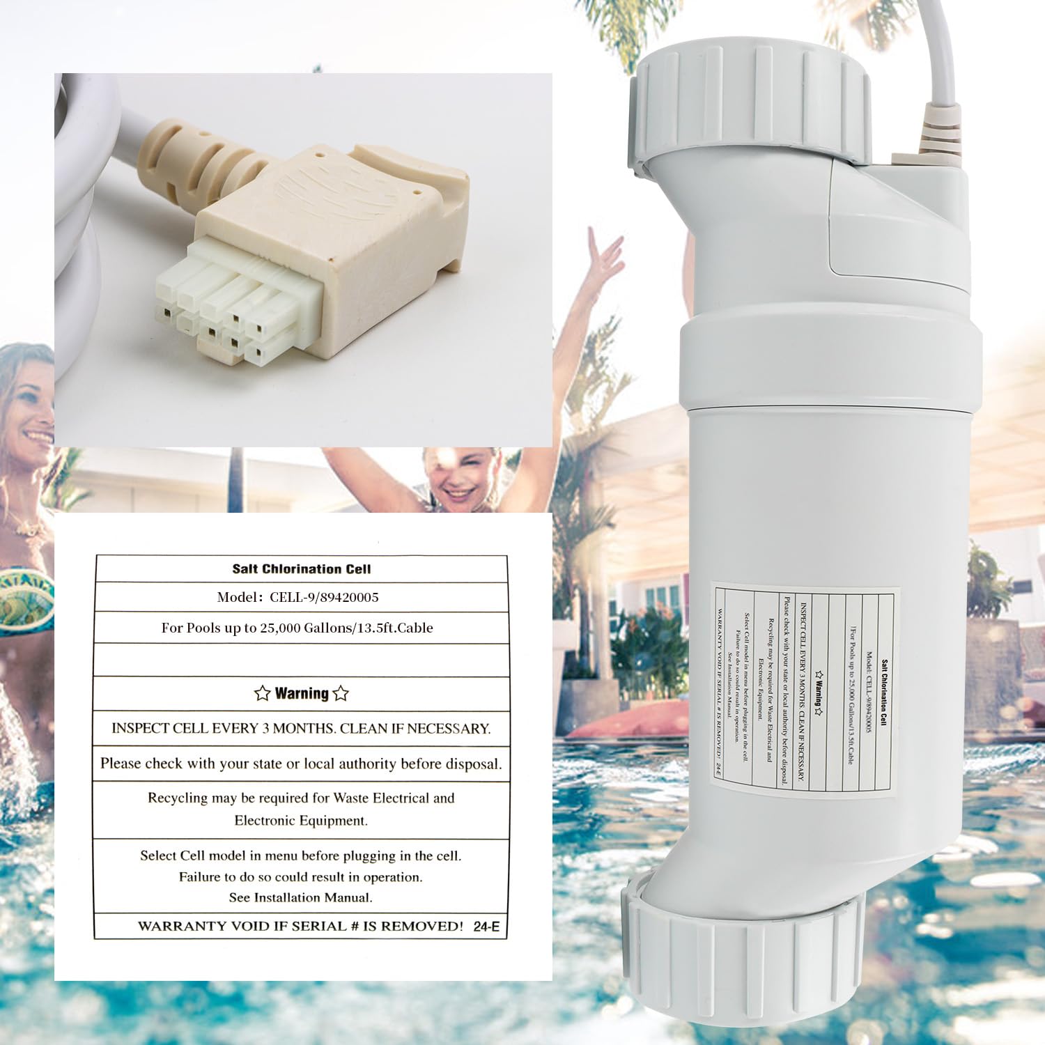 Hayward Turbo Cell T-9 Compatible Salt Water Pool Chlorinator System - 25,000 Gallon Salt Cell for In-Ground Swimming Pools (W3T-Cell-9) | Ideal for Crystal Clear Water Maintenance & Easy Pool Sanitization