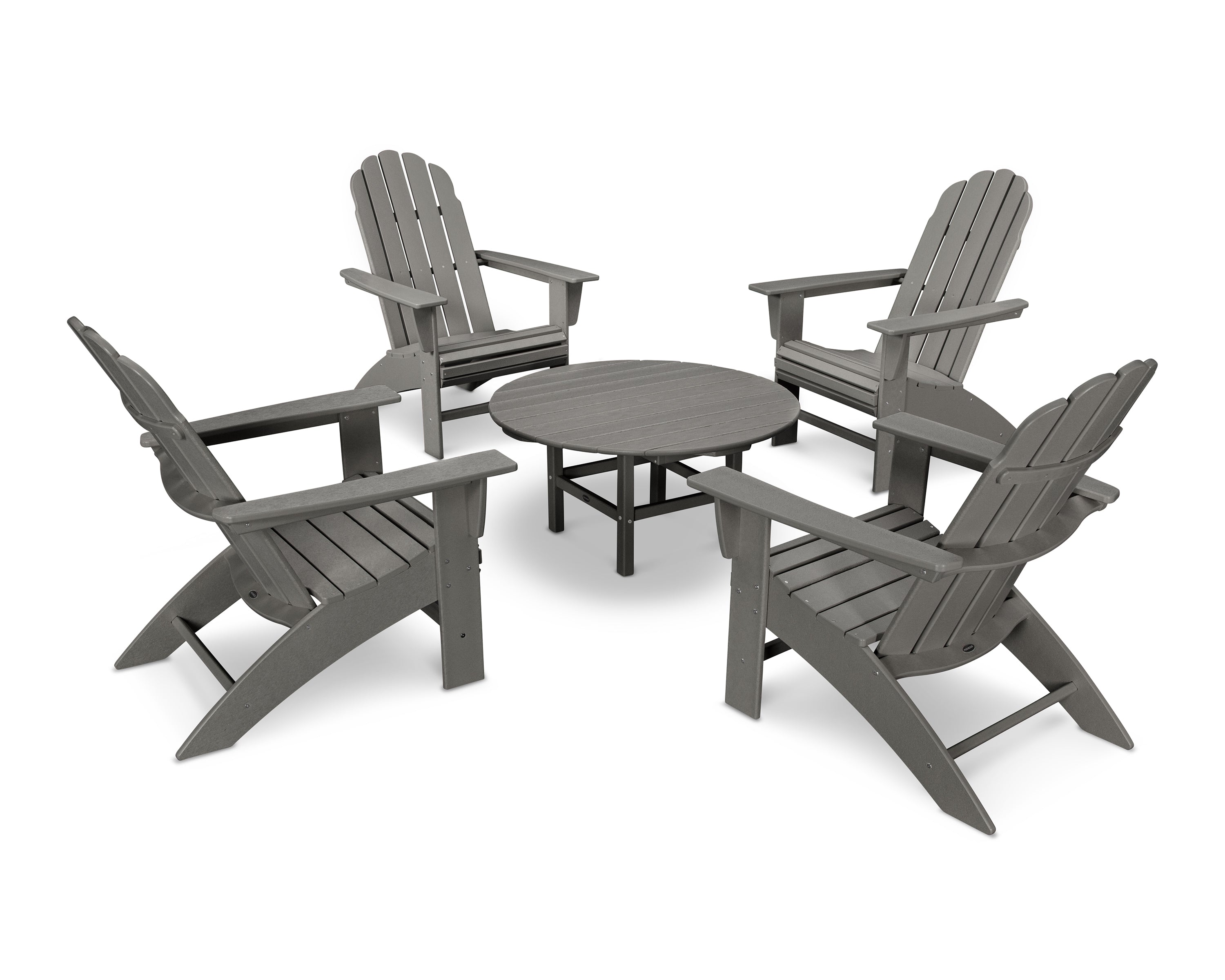 POLYWOOD Vineyard 5-Piece Oversized Adirondack Outdoor Patio Furniture Set - Perfect for Backyard, Poolside & Garden Relaxation
