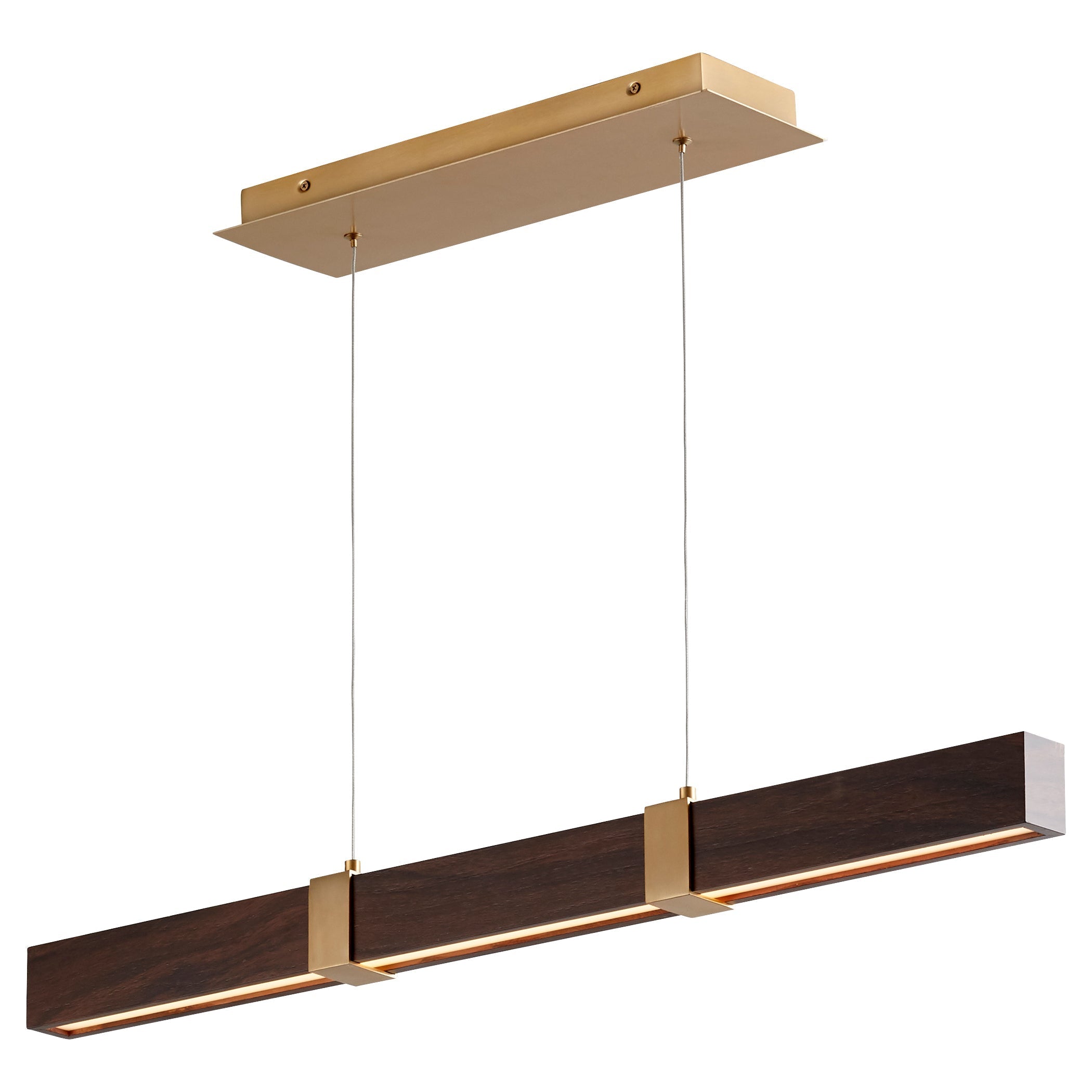 Oxygen Decca 3 36 2440 Modern Pendant Light Fixture in Aged Brass with Walnut Accent - Perfect for Dining Room, Kitchen Island, and Living Room Lighting