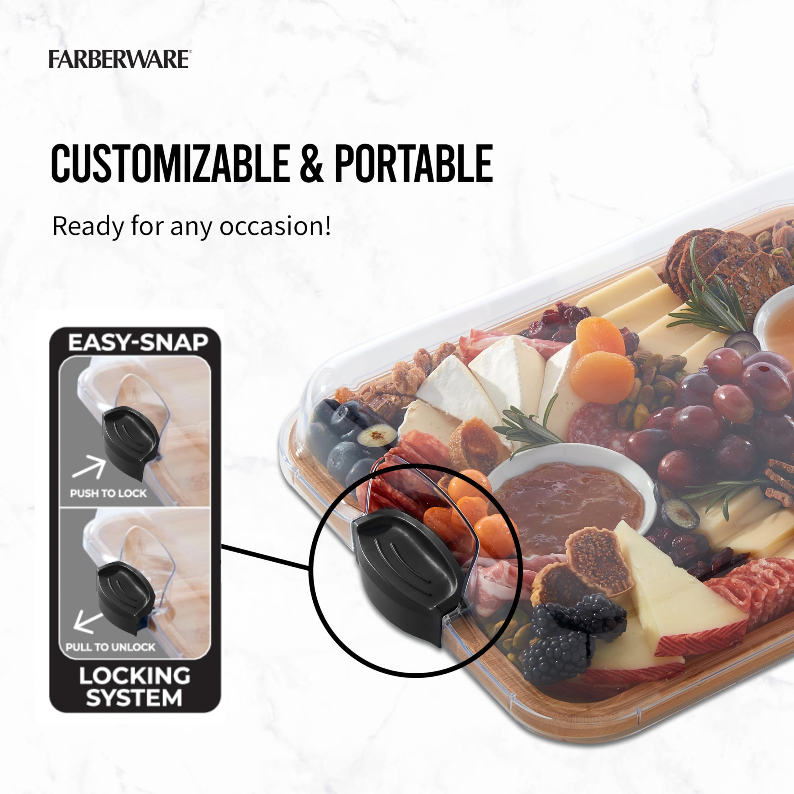 Premium Bamboo Cutting Board with Locking Lid & Handles – Ideal for Charcuterie, Snacks, Food Prep – Perfect for Kitchen, Entertaining & Gifts