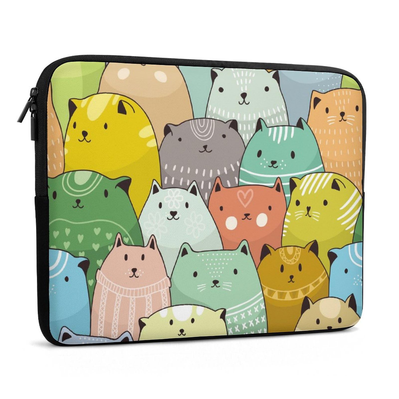 Cute Cats Pattern Personalized Laptop Bag - Slim Business Casual Computer Briefcase for Work, Travel, and Daily Use