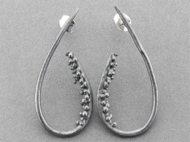 Beaded Teardrop Earrings in Oxidized Silver - Elegant Boho Jewelry for Women, Perfect for Parties, Weddings & Everyday Wear