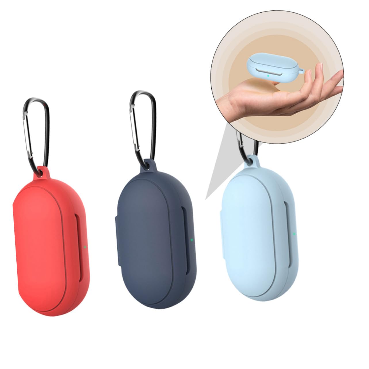 OSALADI Silicone Earphone Case - Protective Cover for AirPods & Wireless Earbuds - Blue Earbud Organizer with Keychain (Perfect for Travel, Gym & Daily Storage)