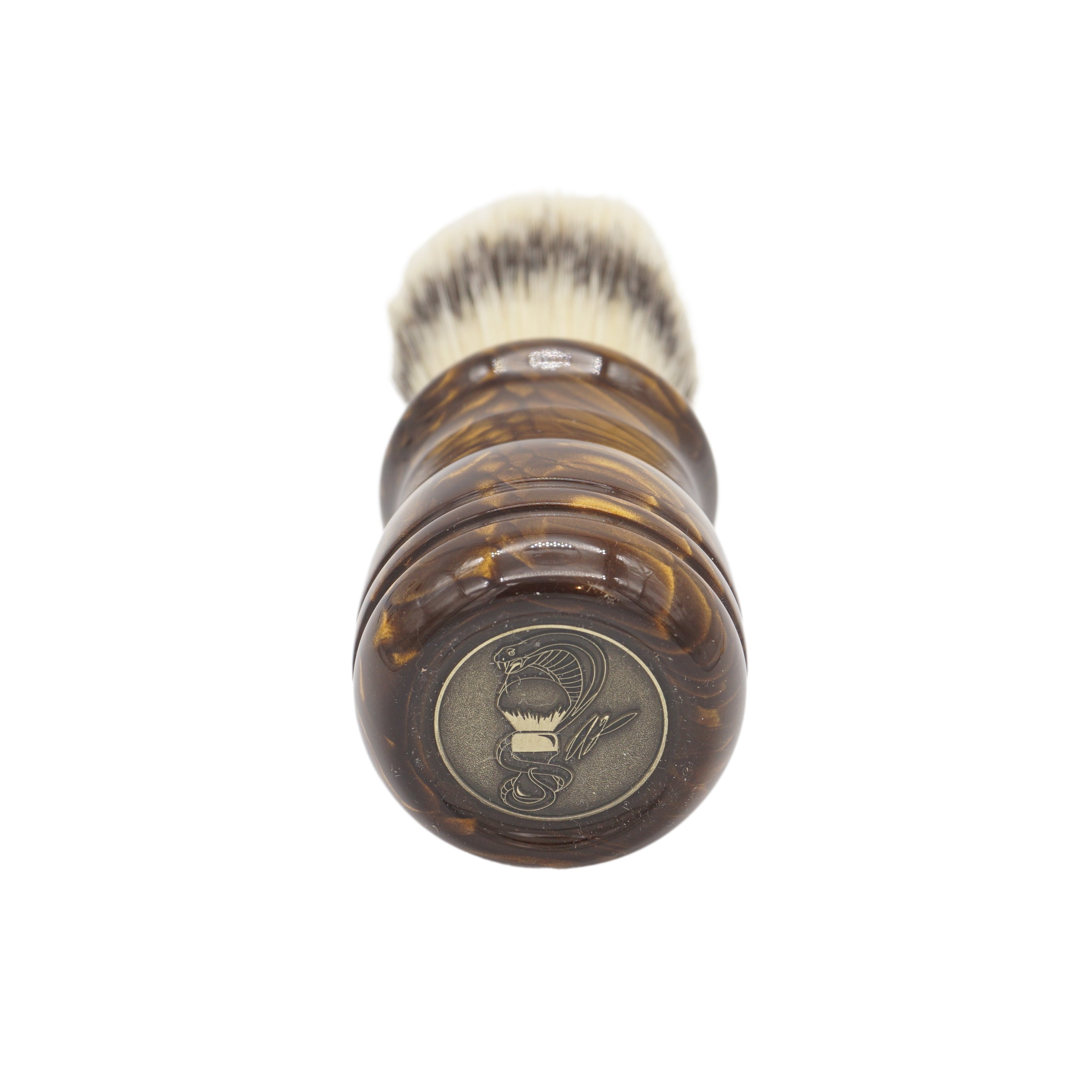 Premium 24mm Semogue Striped Boar Shaving Brush with AP Shave Co. Burnt Gold Snakeskin Handcrafted Handle - Perfect for Wet Shaving & Beard Grooming