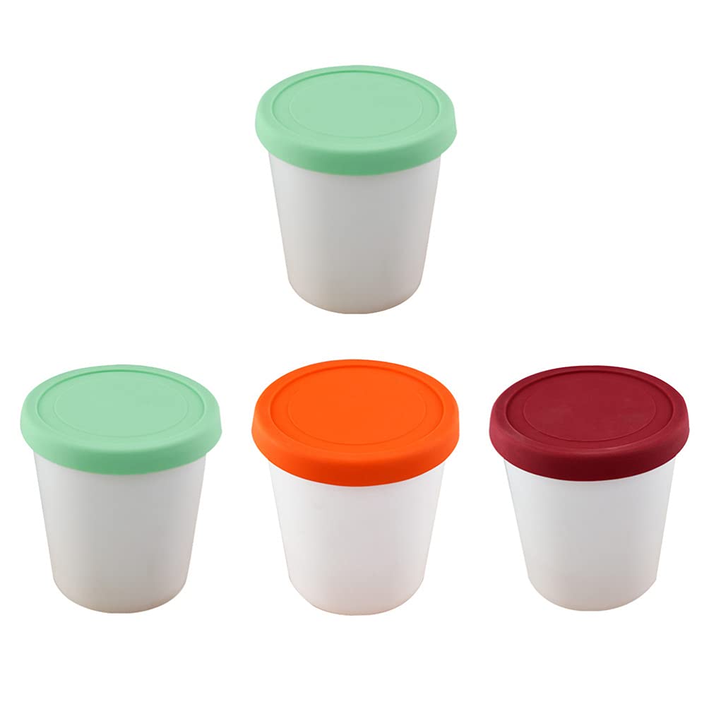 4-Piece Plastic Ice Cream Cups Set - Reusable PP Pudding & Dessert Containers for Freezer Storage, Baby Fruit & Cereal | Perfect for Parties, Snacks & Meal Prep