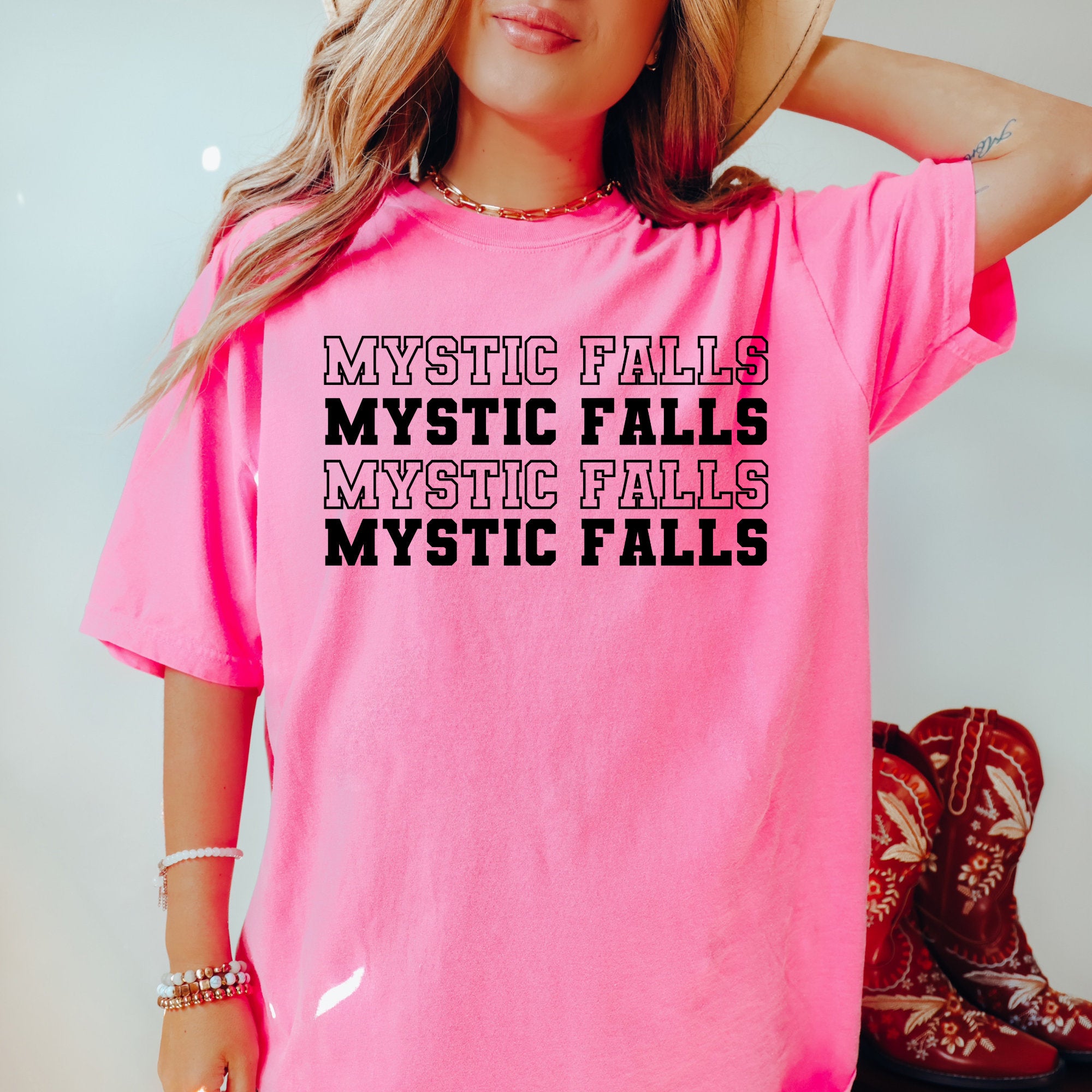 Vampire Diaries TVD Damon Salvatore & Stefan Salvatore T-Shirt - Mystic Falls Merchandise - Perfect Gift for TVD Fans - Wear to Conventions, Halloween & TV Show Marathons