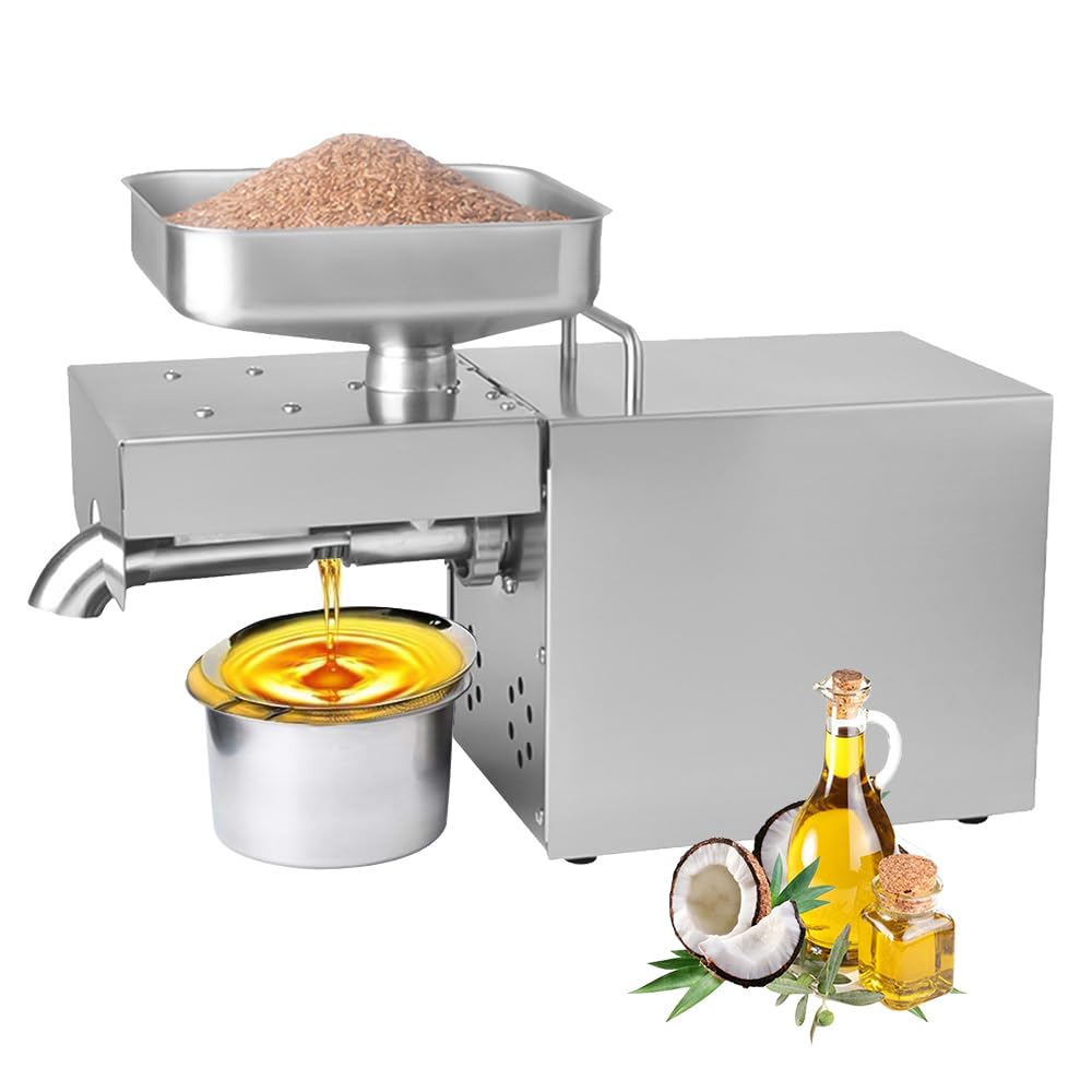 Electric Automatic Oil Press Machine 1500W - Commercial Grade for Avocado, Coconut, Flax, Peanut, Castor, Perilla, Canola & Sesame Oils - Perfect for Home Kitchens & Small Businesses