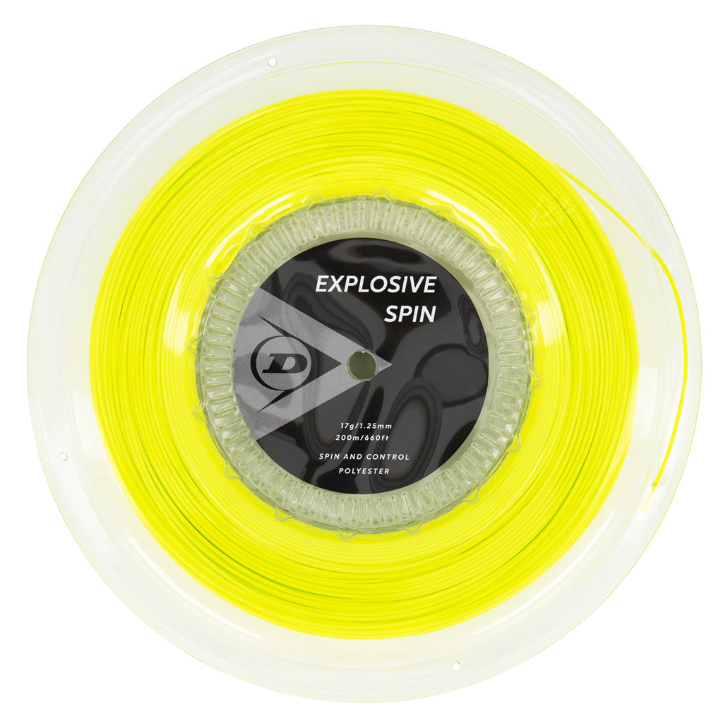 Dunlop Explosive Spin 17/1.25 Tennis String Reel (Yellow) - High-Performance Polyester String for Spin & Control - Perfect for Competitive Play & Tournament Matches